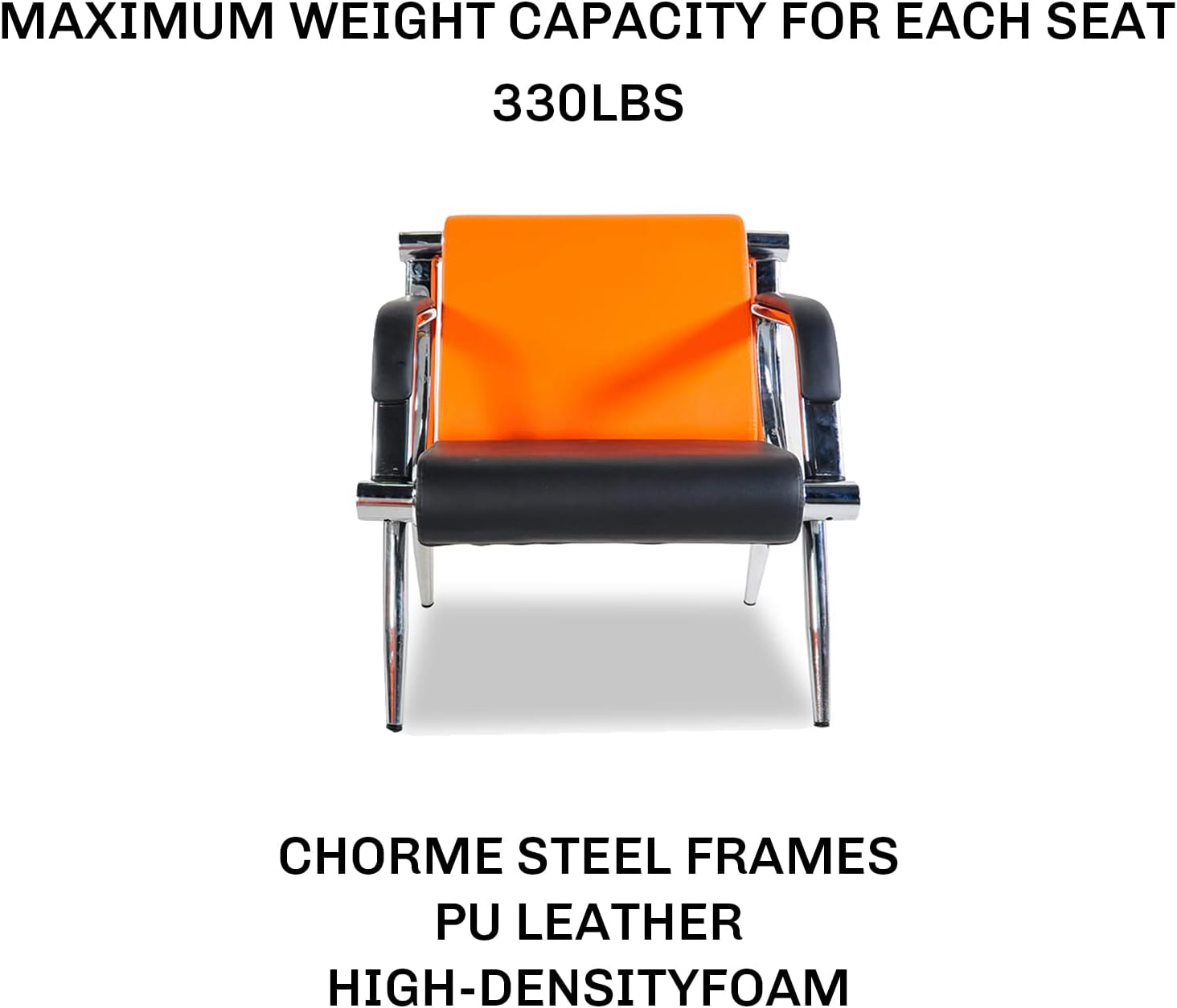 Silla de sala de espera con reposabrazos, 1 asiento, color naranja y negro, muebles de oficina de piel sintética, asientos de invitados, vestíbulo