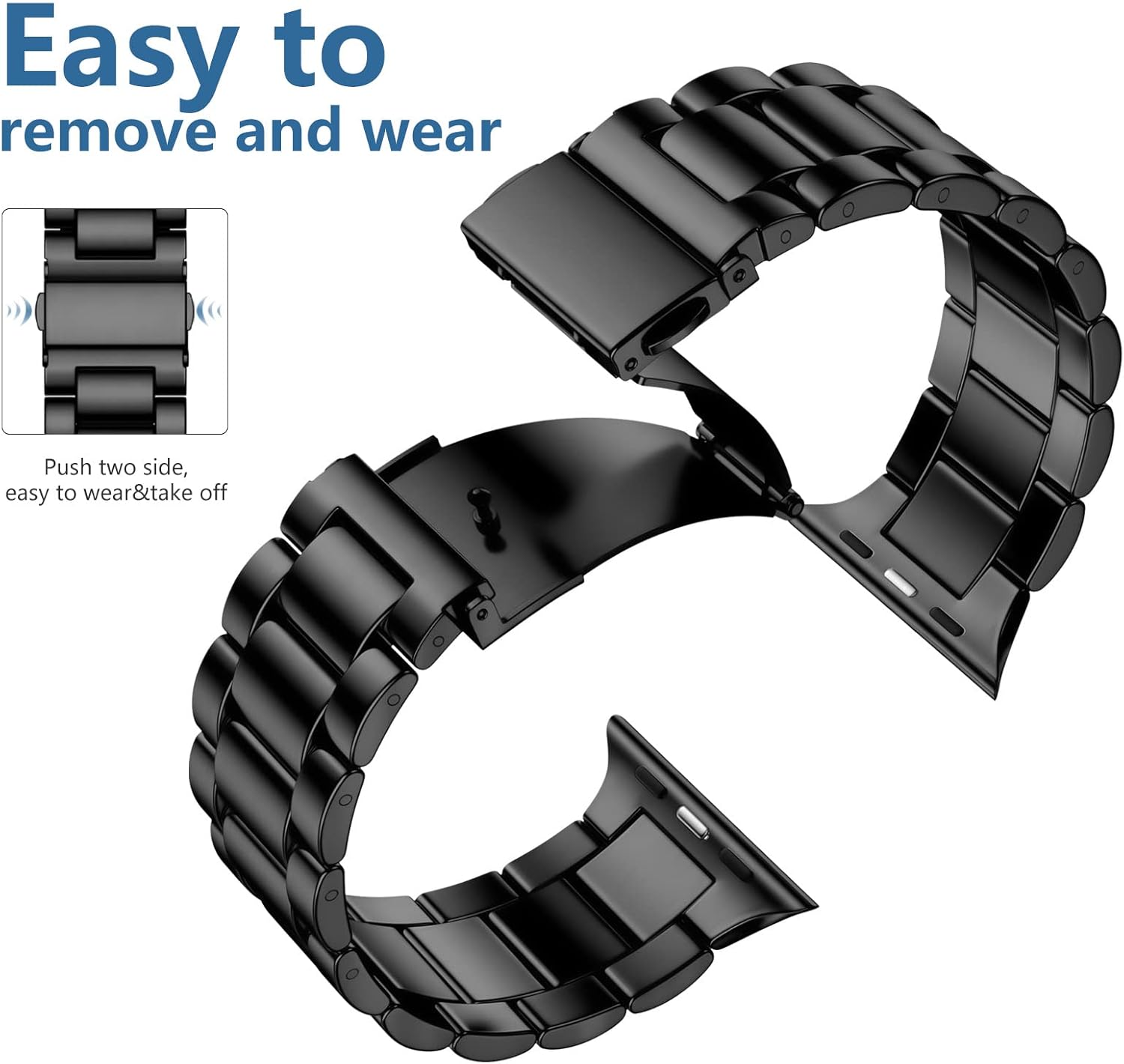 Lerobo Compatible con Apple Watch Band Ultra de 1.929 in 1.732 in 1.772 in 1.654 in 1.496 in 1.575 in 1.614 in, correa de metal de acero inoxidable