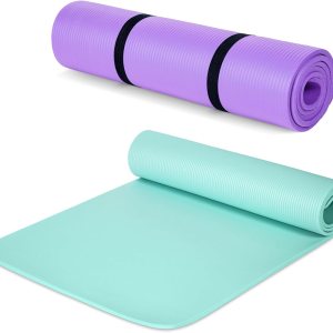 Woanger Paquete de 2 tapetes de yoga gruesos para entrenamiento en casa de 38 pulgadas con correa antideslizante para mujeres y hombres Woanger Paquete de 2 tapetes de yoga gruesos para entrenamiento en casa de 38 pulgadas con correa antideslizante para mujeres y hombres