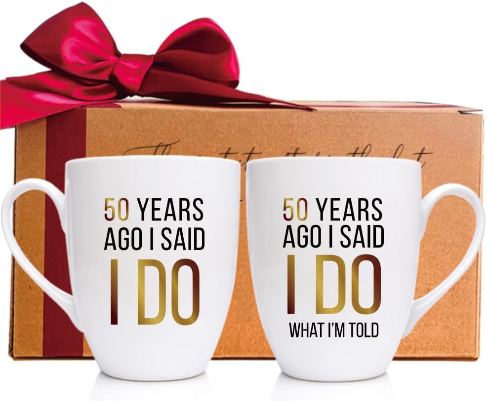 Tazas de aniversario de boda, 50 Years Ago I Said I Do, I Said I Do What I’m Told, taza de café para parejas, regalo de broma, divertido regalo de