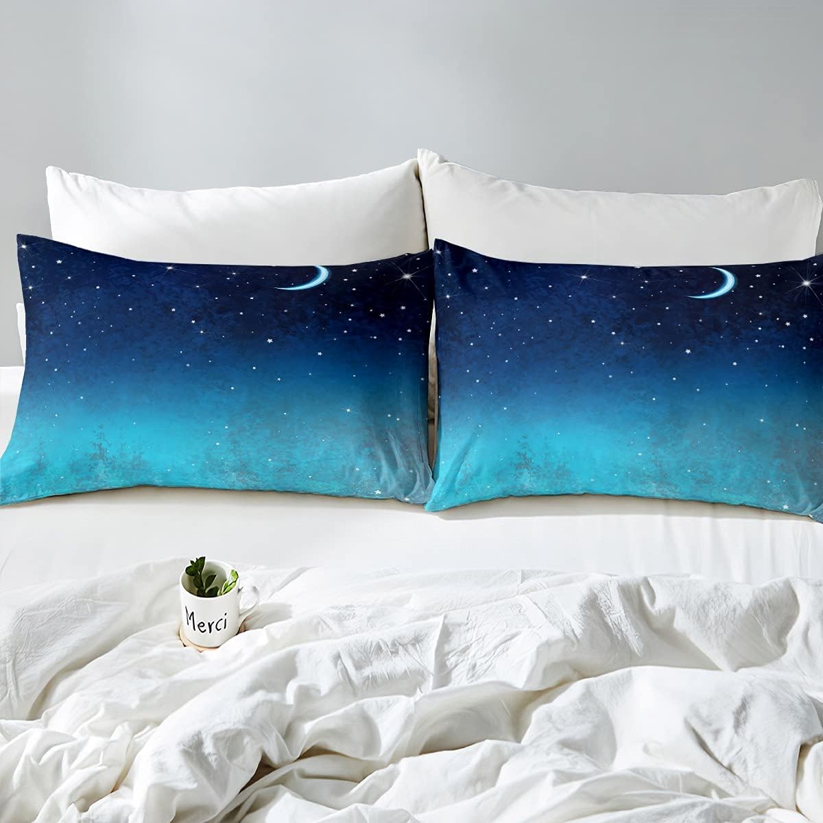 Juego de sábanas de galaxia tamaño individual, diseño de estrellas de luna, juego de ropa de cama para niños y niñas, nebulosas, universo,