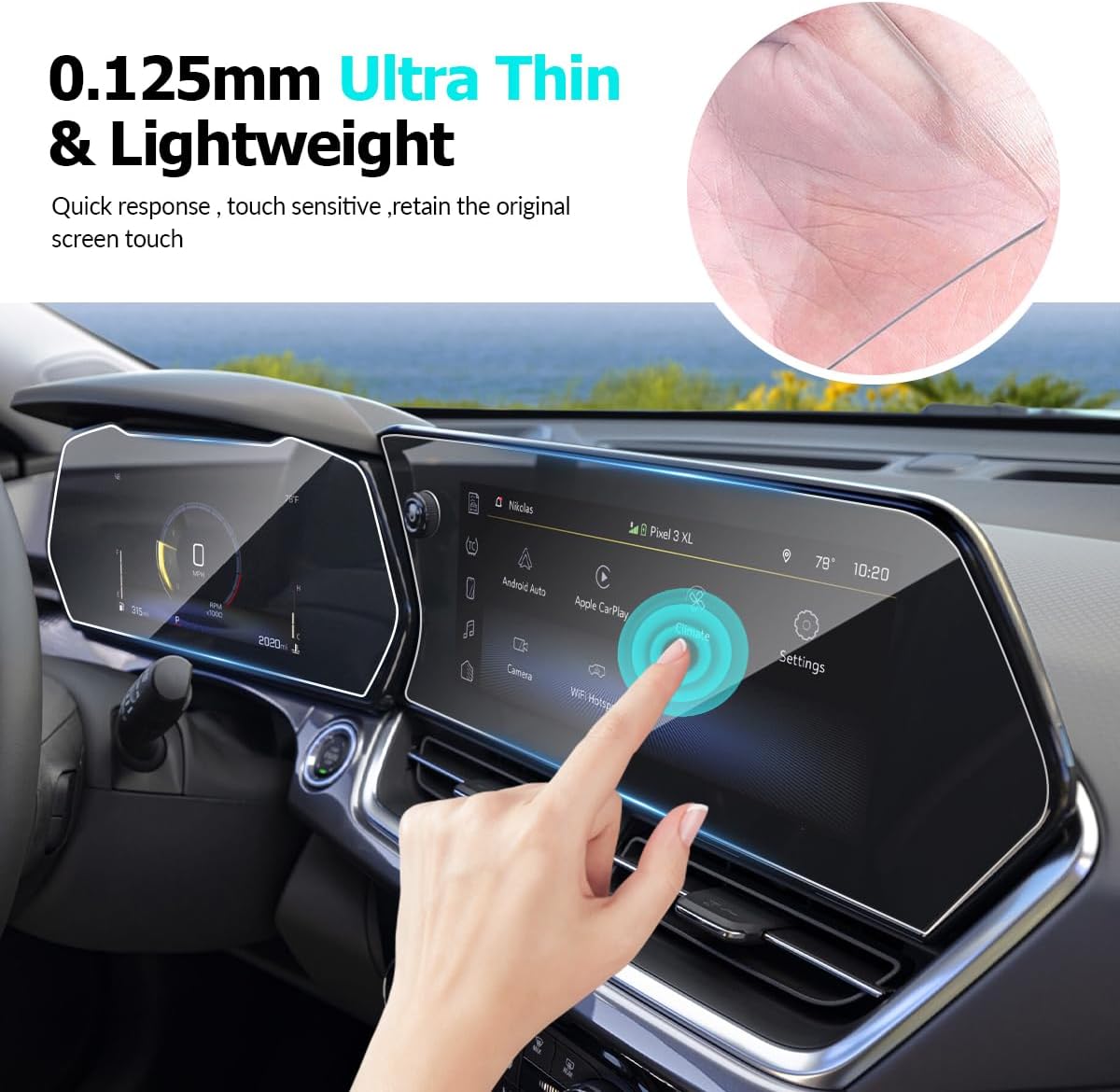 INTGET 2 protectores de pantalla para Chevrolet Chevy Trax 2024, protector de pantalla táctil de vidrio templado de alta calidad para Chevy Trax