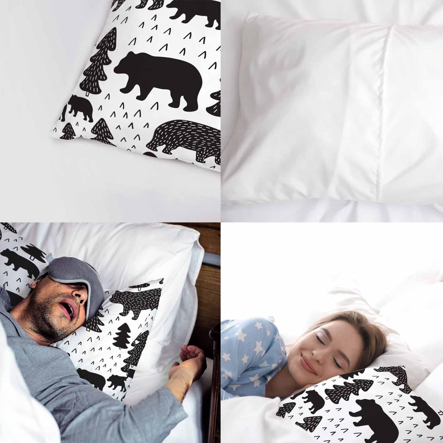 AOYEGO Woodland Bears – Funda de almohada rústica de oso grizzly de montaña, decoración del hogar, fundas de cojín para sofá, dormitorio, sala de