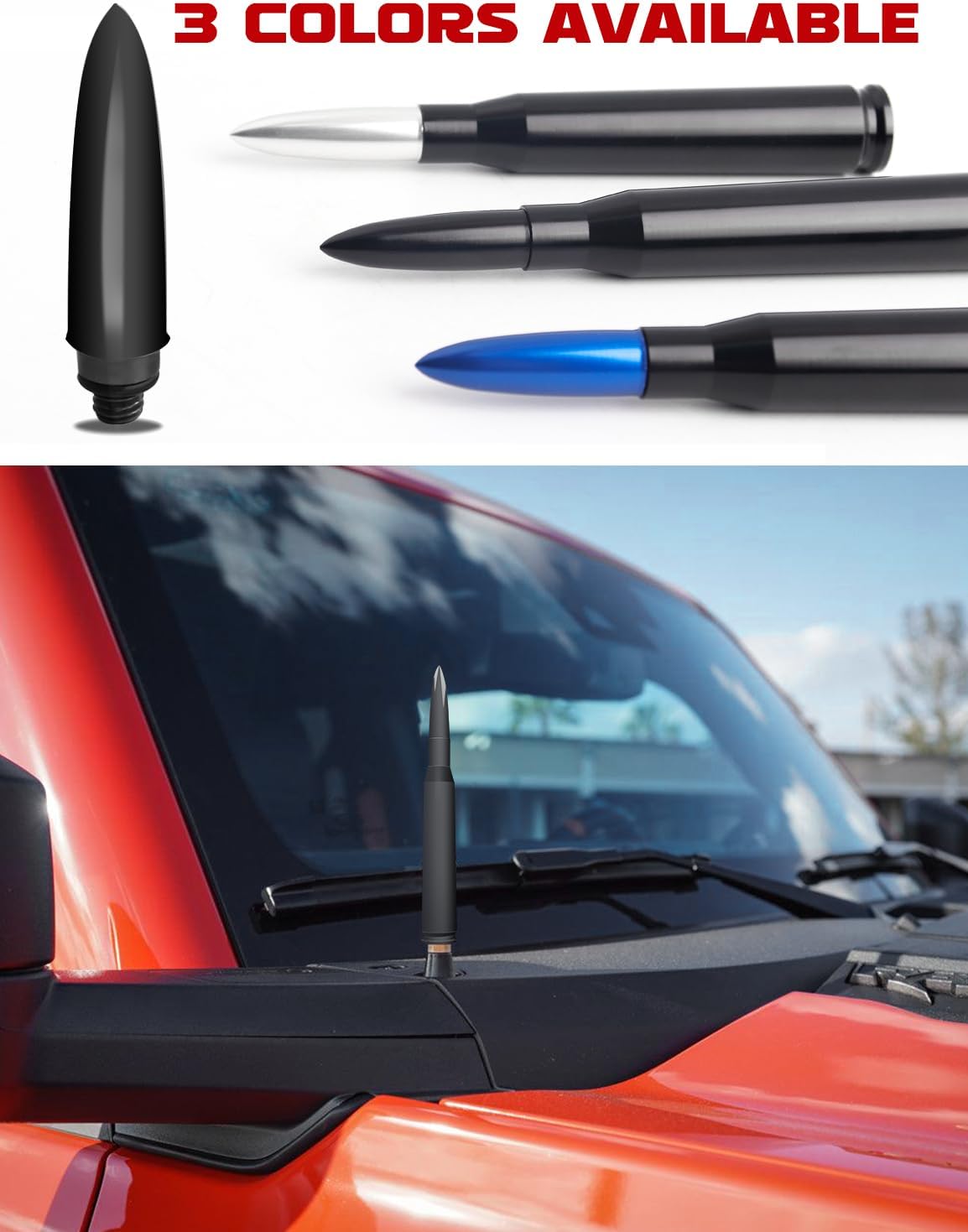 Antena universal de repuesto para automóvil, antena corta de aluminio Billet compatible con Ford, Dodge, Chevrolet, GMC, Jeep, accesorios de