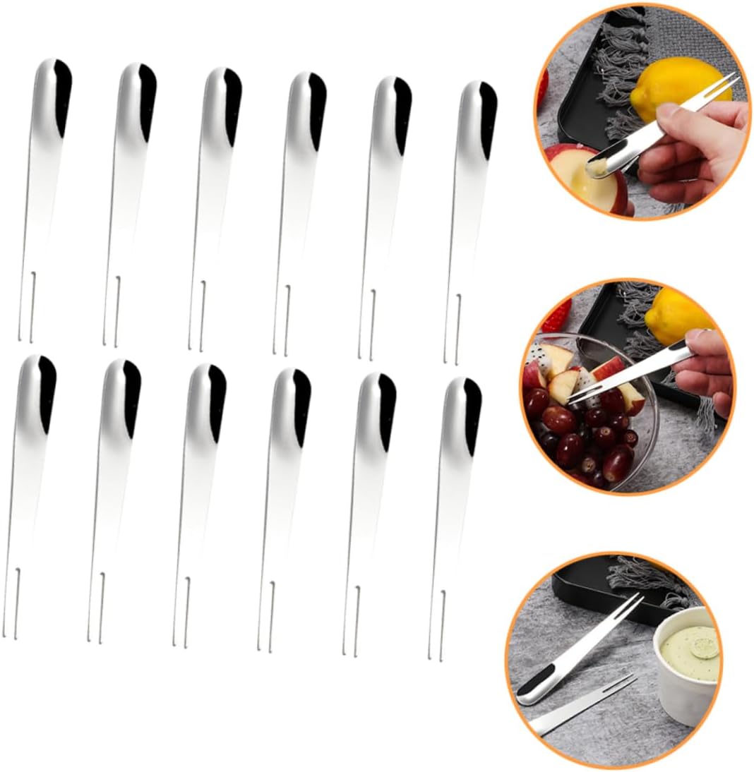 20 Uds. Tenedor de frutas Tenedores de cóctel de pastelería Tenedor de cóctel Picks Cuchara de frutas Tenedor de 2 puntas Cuchara de barro Cuchara