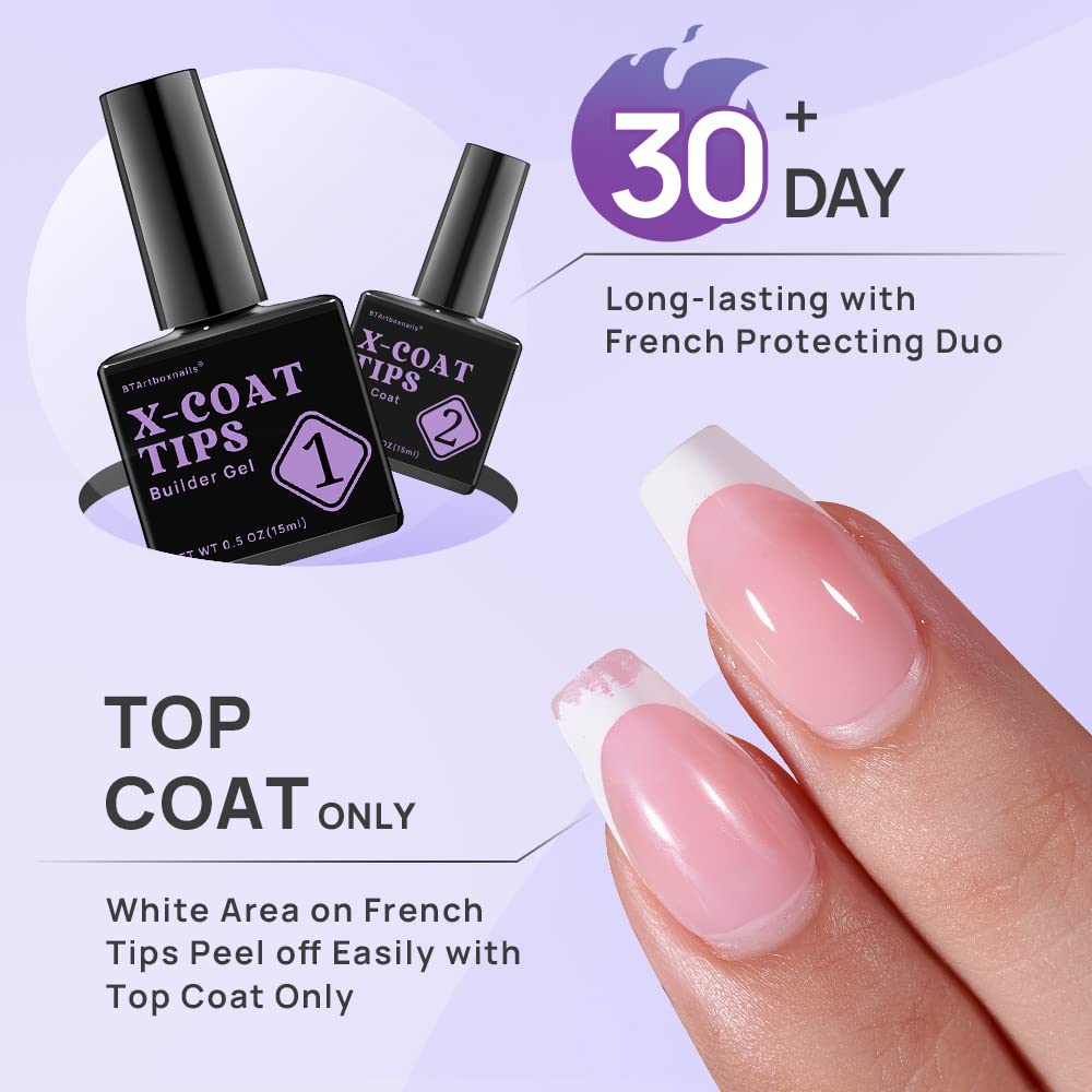 btartboxnails Juego de puntas de uñas de gel constructor, 0.5 onzas líquidas, gel constructor de puntas de uñas, 0.5 onzas líquidas, capa superior