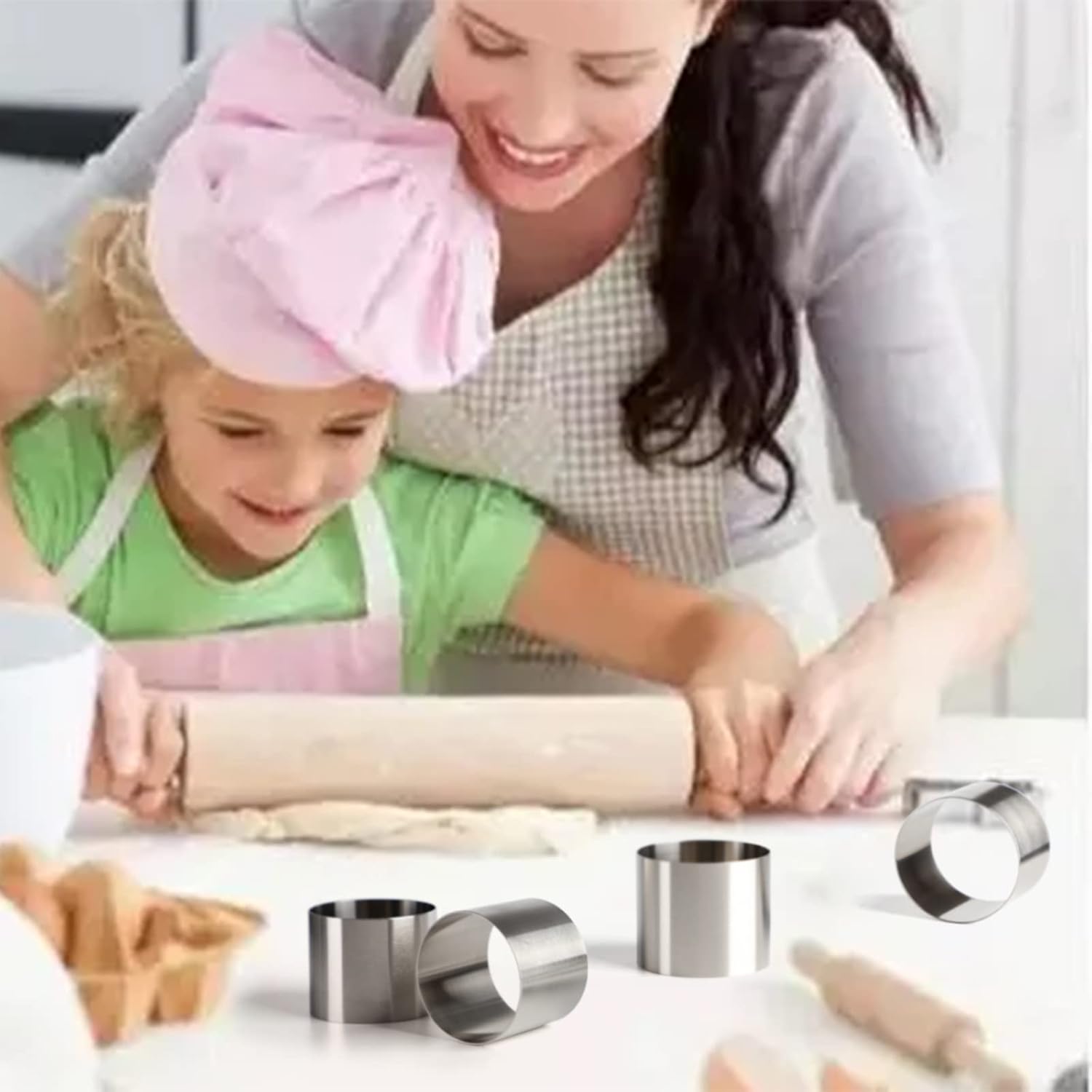 Anillos para tartas, 6 paquetes de 2 x 2 pulgadas, de acero inoxidable, antiadherentes, moldes de anillo redondo, moldes de mousse para postre,