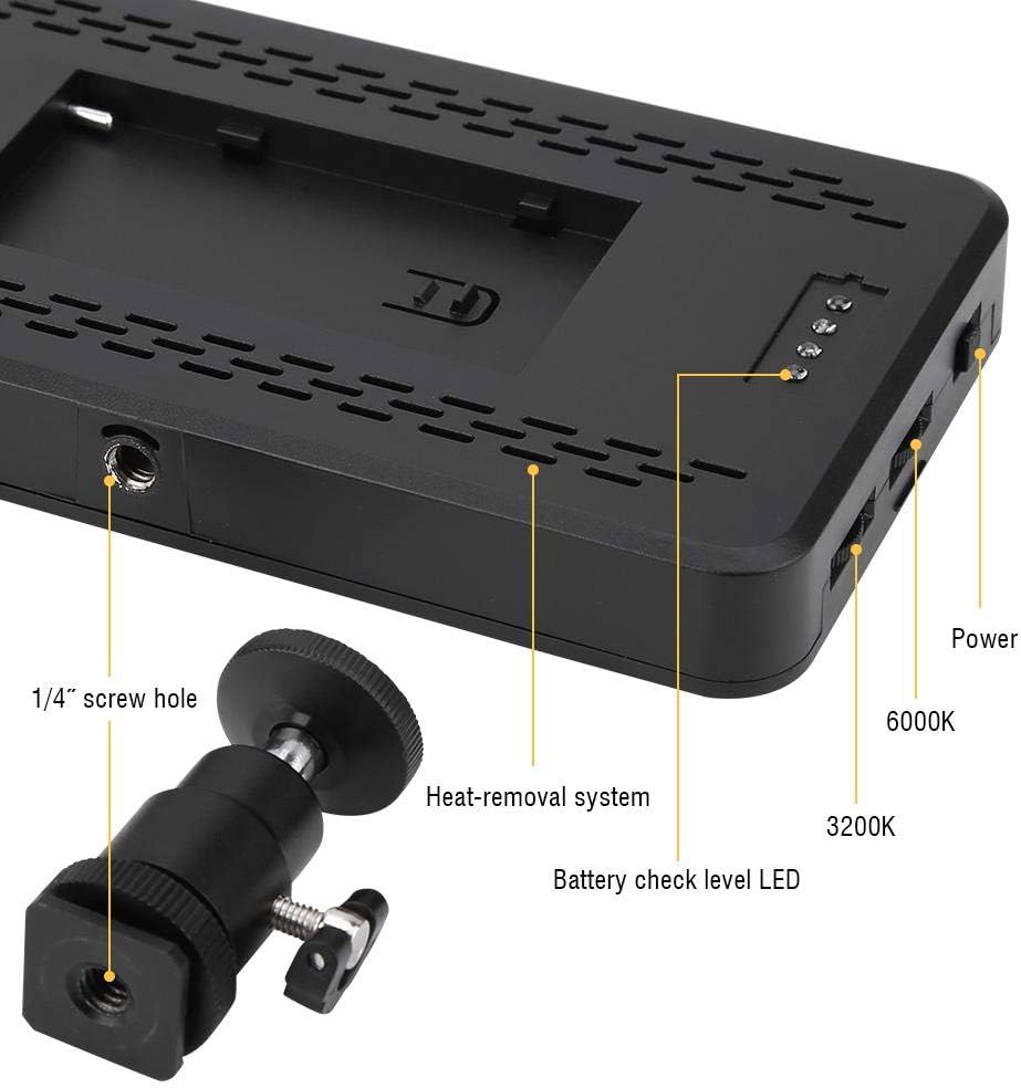 PUSOKEI Luz de video LED, W228 3200K6000K lámpara de panel de luz LED, 228 cuentas LED de fotografía luz de relleno para cámara Nikon para Canon