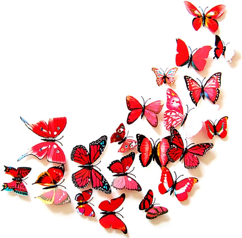 24 calcomanías de mariposa 3D para decoración de pared, mariposas extraíbles, calcomanías de pared para niñas, niños, dormitorio y habitación, mural