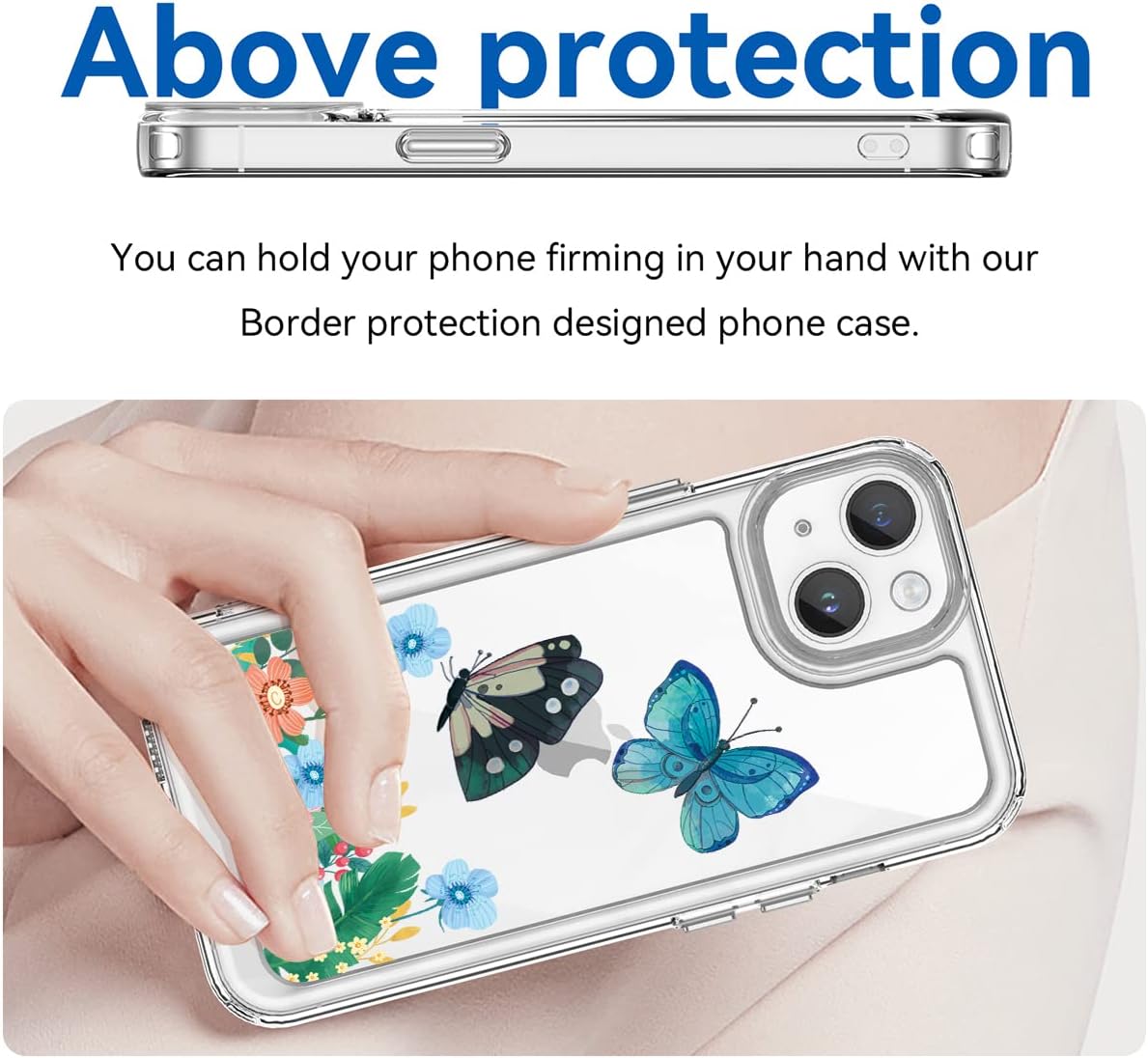Funda para iPhone 13 con protector de pantalla 9D HD, transparente floral para niñas, a prueba de golpes, carcasa trasera de policarbonato duro para