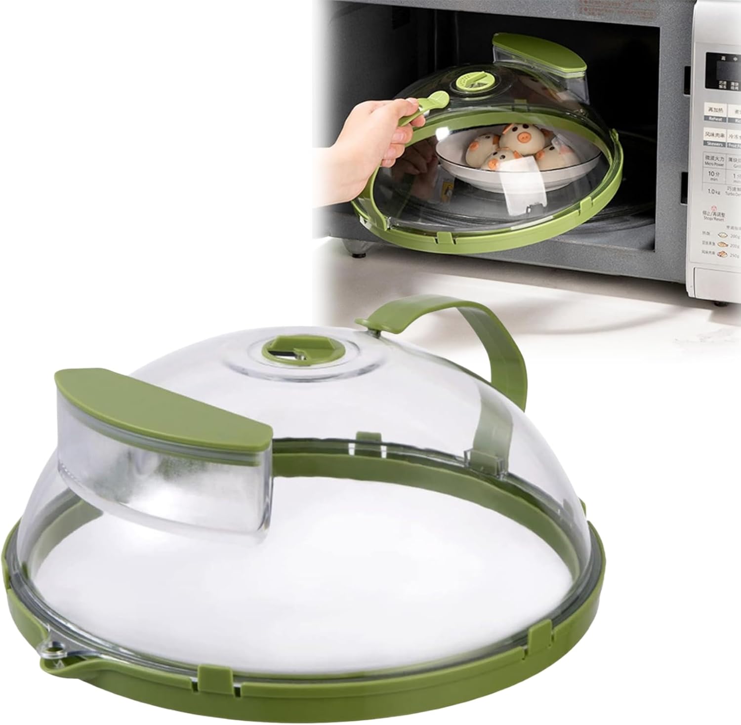 Cubierta para microondas para alimentos, cubierta de salpicaduras de microondas con asa y orificios de ventilación de vapor ajustables, tapa de