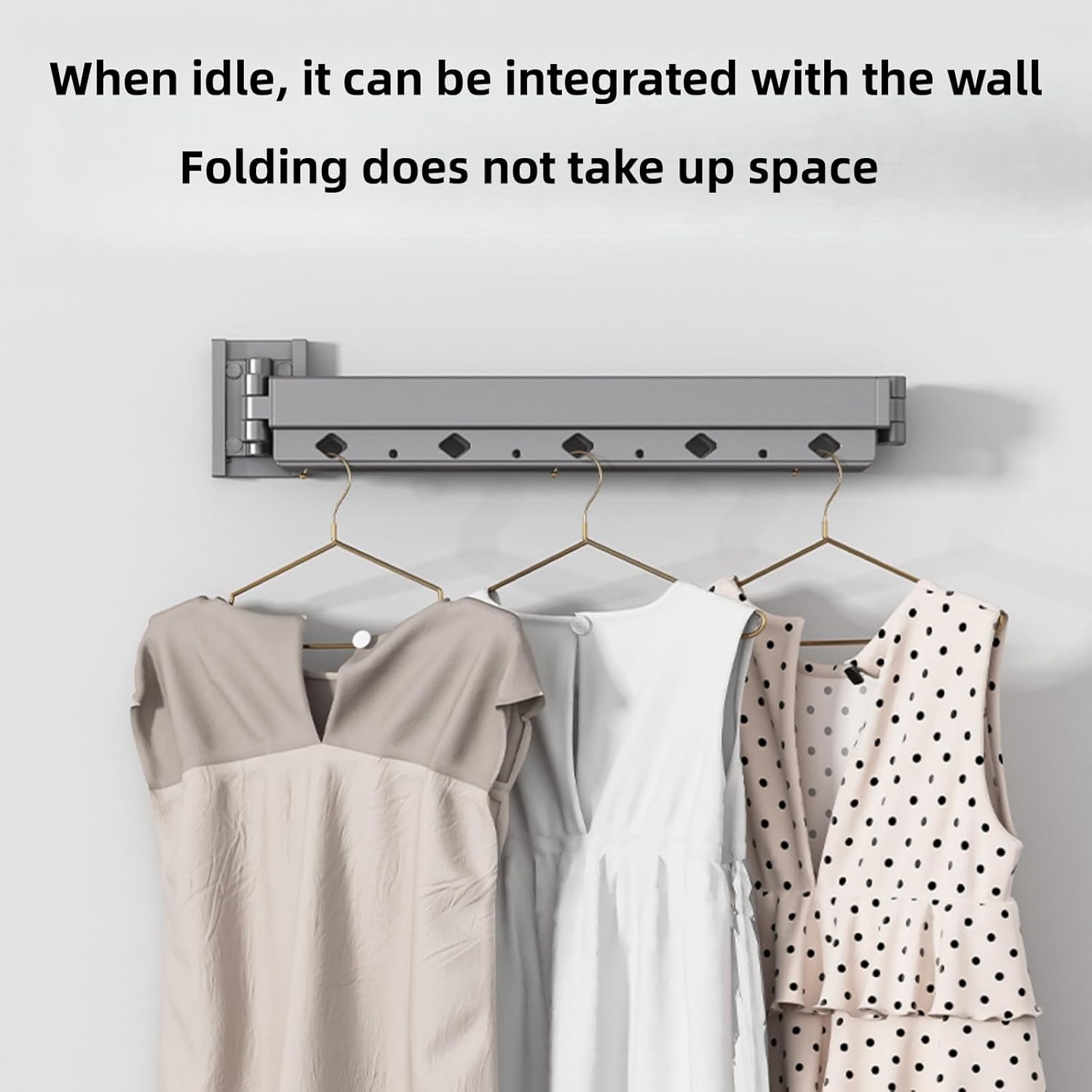 Perchero plegable triple con brazo extendido, estante de secado de ropa montado en la pared para secar al aire, perchero plegable retráctil para