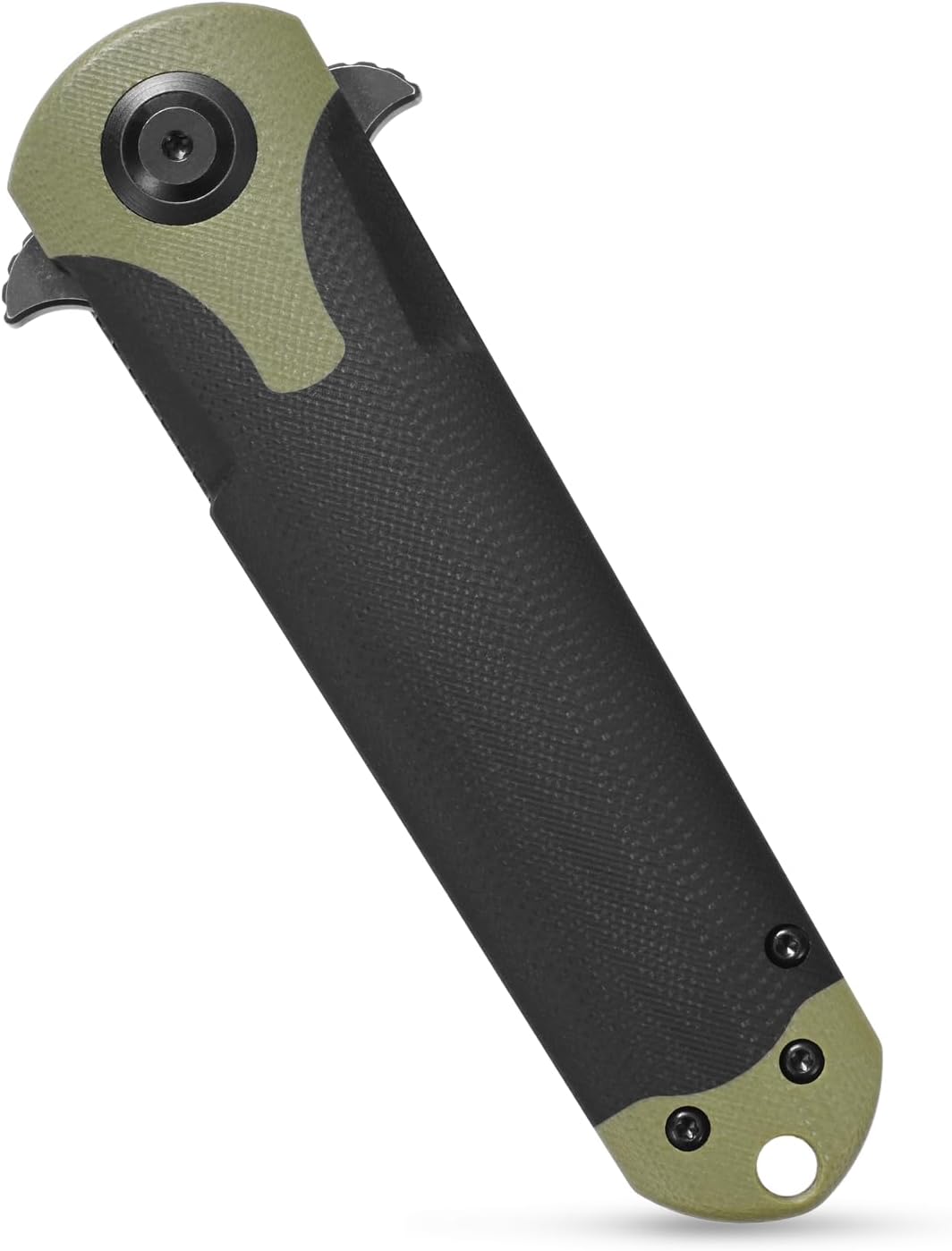 Sitivien ST158 – Cuchillo de bolsillo plegable, chapado en titanio, hoja de acero DC53 lavado a la piedra negra con mango G10, cuchillo de