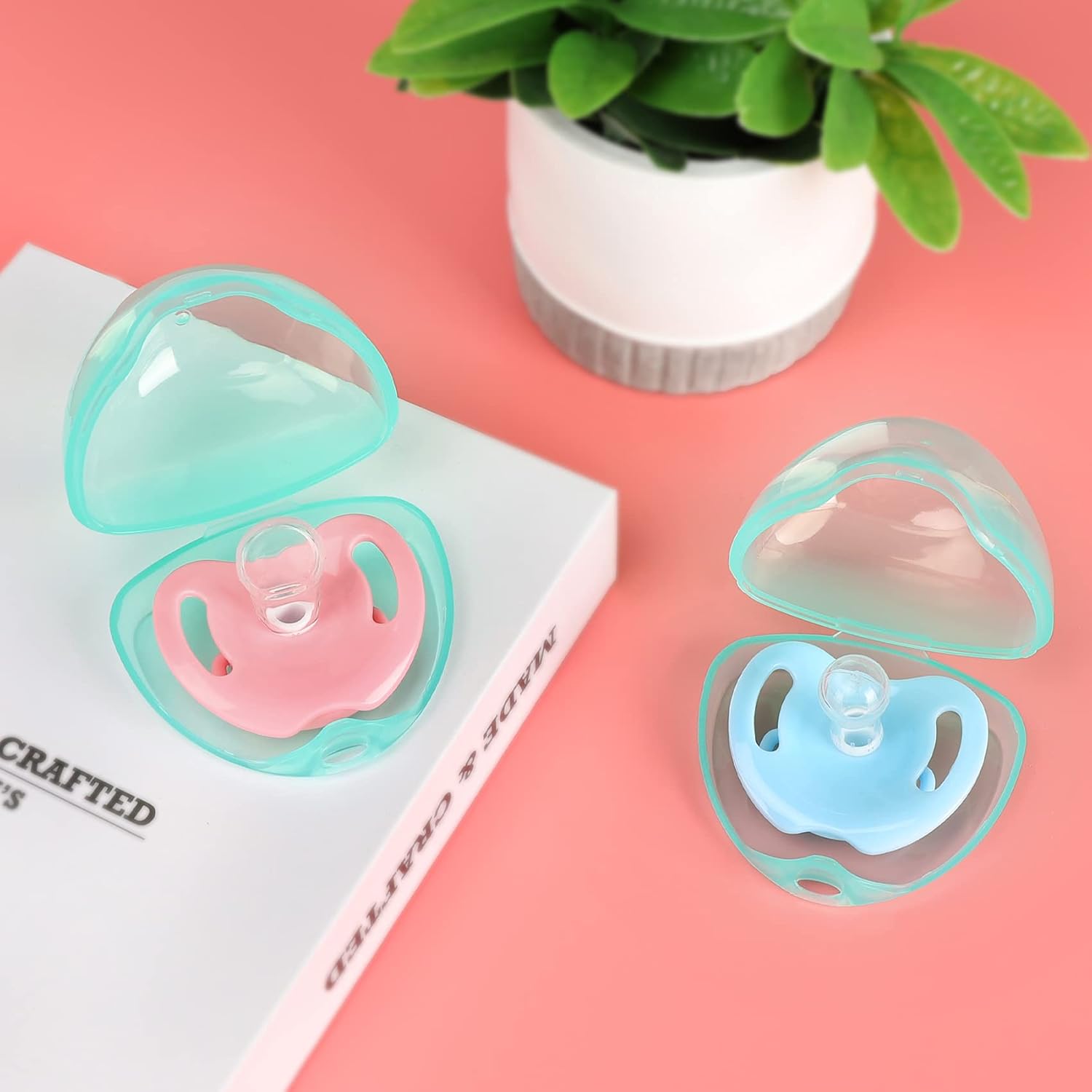 Accmor Funda para chupete, estuche para chupete, contenedor para chupete para viajes, sin BPA, verde transparente, paquete de 4