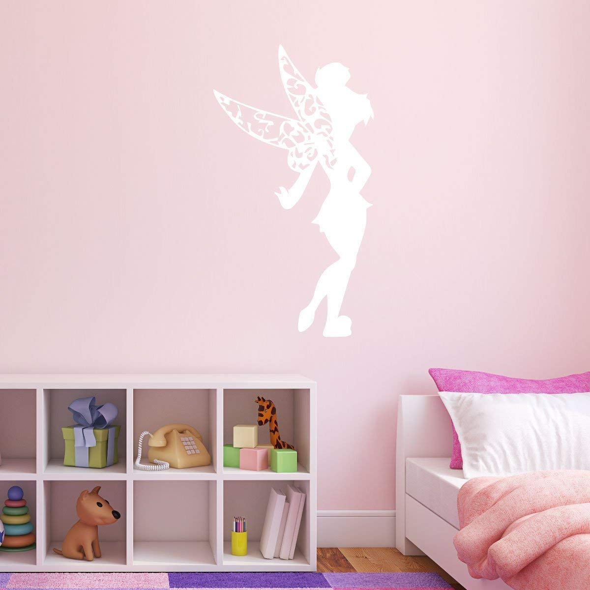 Tinkerbell Vinyl Wall Decal – Fairy, Peter Pan Themed Decor For Girls Room, Playroom, or Birthday Party – Pink, Purple, Other Colors