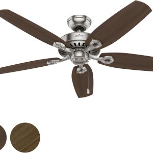 Hunter Fan Ventilador de techo de 52 pulgadas en níquel cepillado con aspas reversibles de cereza brasileña (renovado) Hunter Fan Ventilador de techo de 52 pulgadas en níquel cepillado con aspas reversibles de cereza brasileña (renovado)