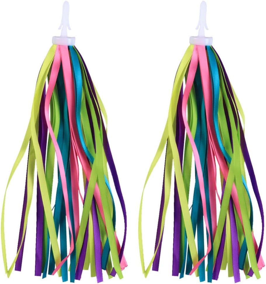 BESPORTBLE Borlas de bicicleta para niños, manillar de bicicleta, serpentinas de cinta colorida, decoración de bicicleta, scooter y triciclo,