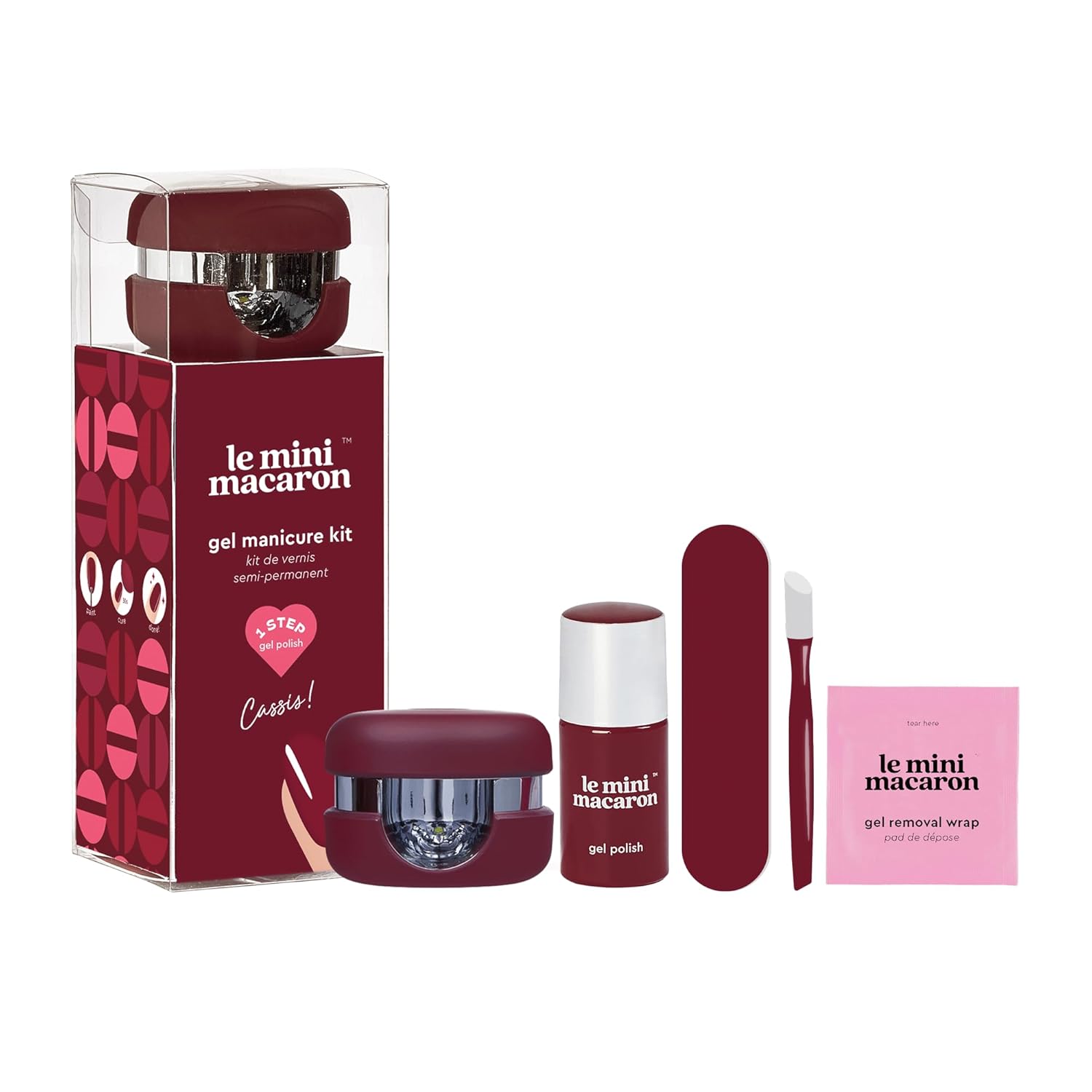 Le Mini Macaron Kit de manicura de gel para bricolaje  Kit de esmalte de uñas de gel con lámpara LED de secado de uñas, 1 esmalte de gel, barra de