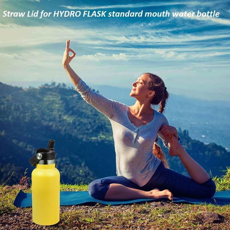 Tapa de popote para Hydroflask, tapas con popote para Hydro Flask, tapa de popote de boca estándar de 18, 21, 24 onzas, tapa de repuesto, botella de