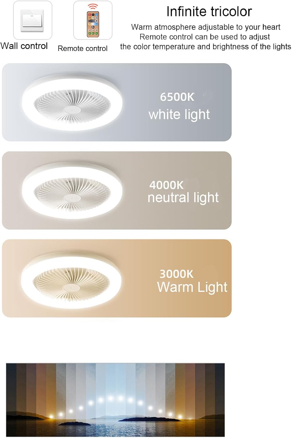 Ventilador de techo con control remoto 30 W E27 luz LED universal inteligente sala dormitorio candelabrosRefrigeración Suministros