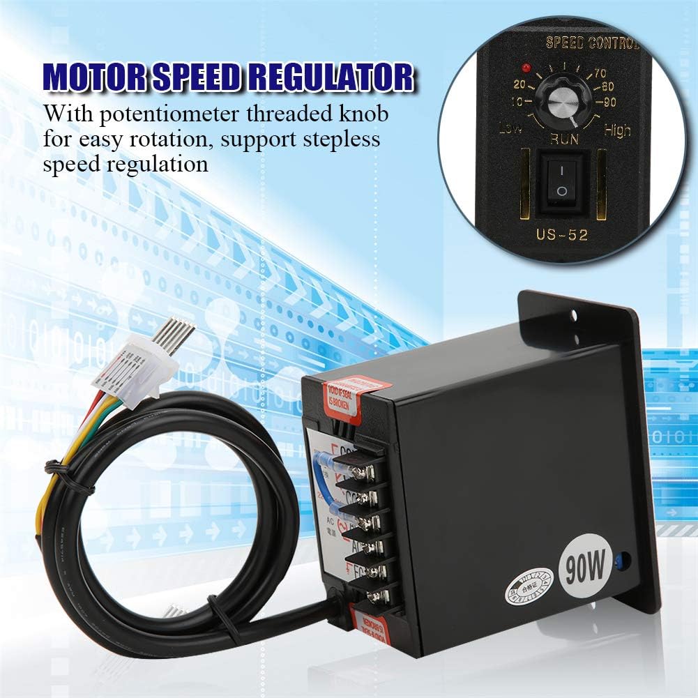 Berm US-52 Controladores de velocidad del motor regulador de motor continuo con potenciómetro roscado perilla 3.96 interfaz AC220V 5060Hz (90W)