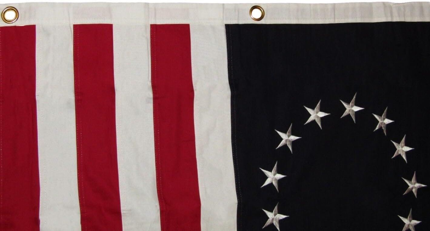 Premium 6×4 ft Betsy Ross Historical 100% Cotton Flag 6’x4′ Grommets 3 Clips