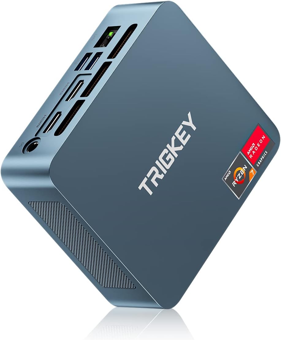 TRIGKEY Ryzen 7 Mini PC 8 Core 16 hilos Mini computadora OS PC de escritorio 5700U (hasta 4.0GHz) 32G DDR4+500G NVME SSD 15W TPD Micro PC  8Core
