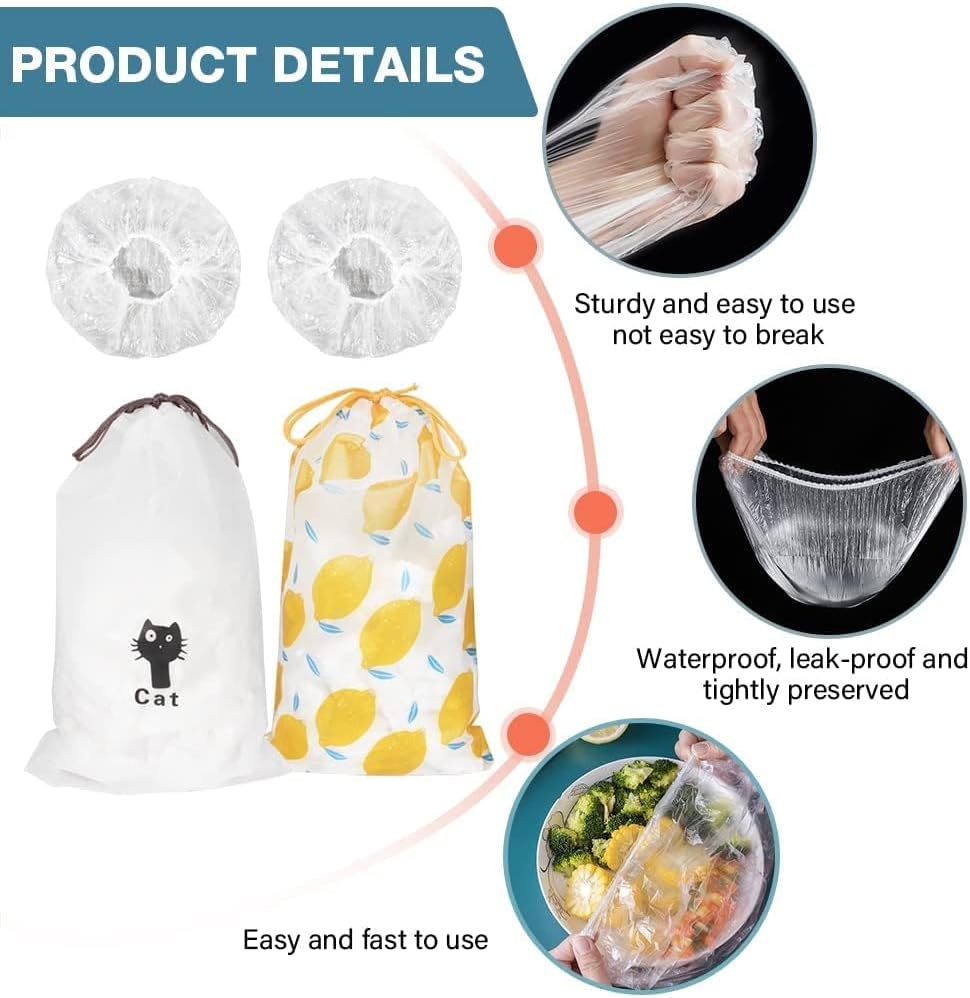 300 fundas reutilizables para tazones, cubiertas de plástico para cuencos con fundas elásticas transparentes para almacenamiento de alimentos para