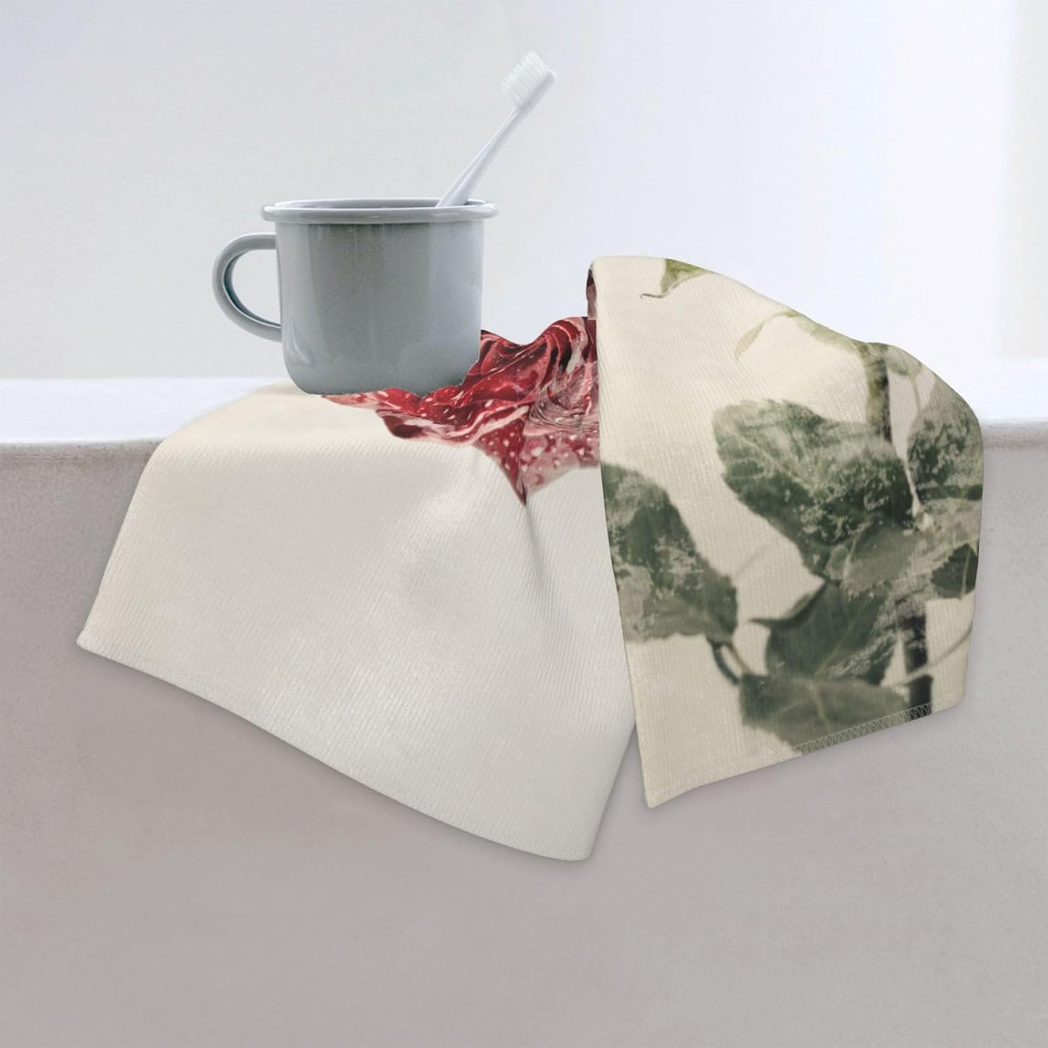 Toallas de mano con rosas para baño, toalla facial de microfibra absorbente, toallas de baño de secado rápido, paños de lavado para cocina, yoga,