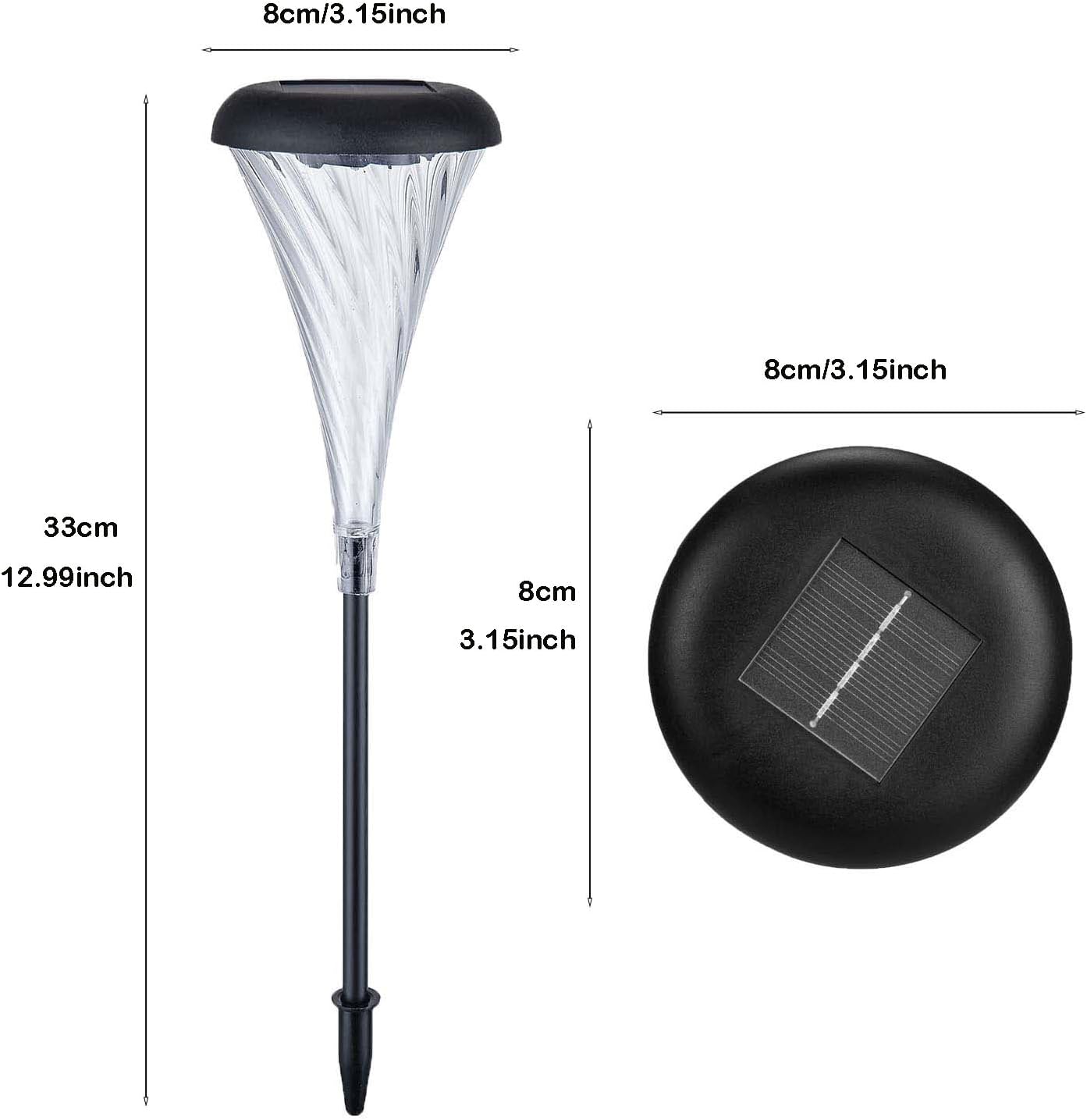 SUNNER THINKEN Luces solares de camino para exteriores, impermeables, luces solares de jardín, paquete de 4 luces solares para paisaje de Navidad,