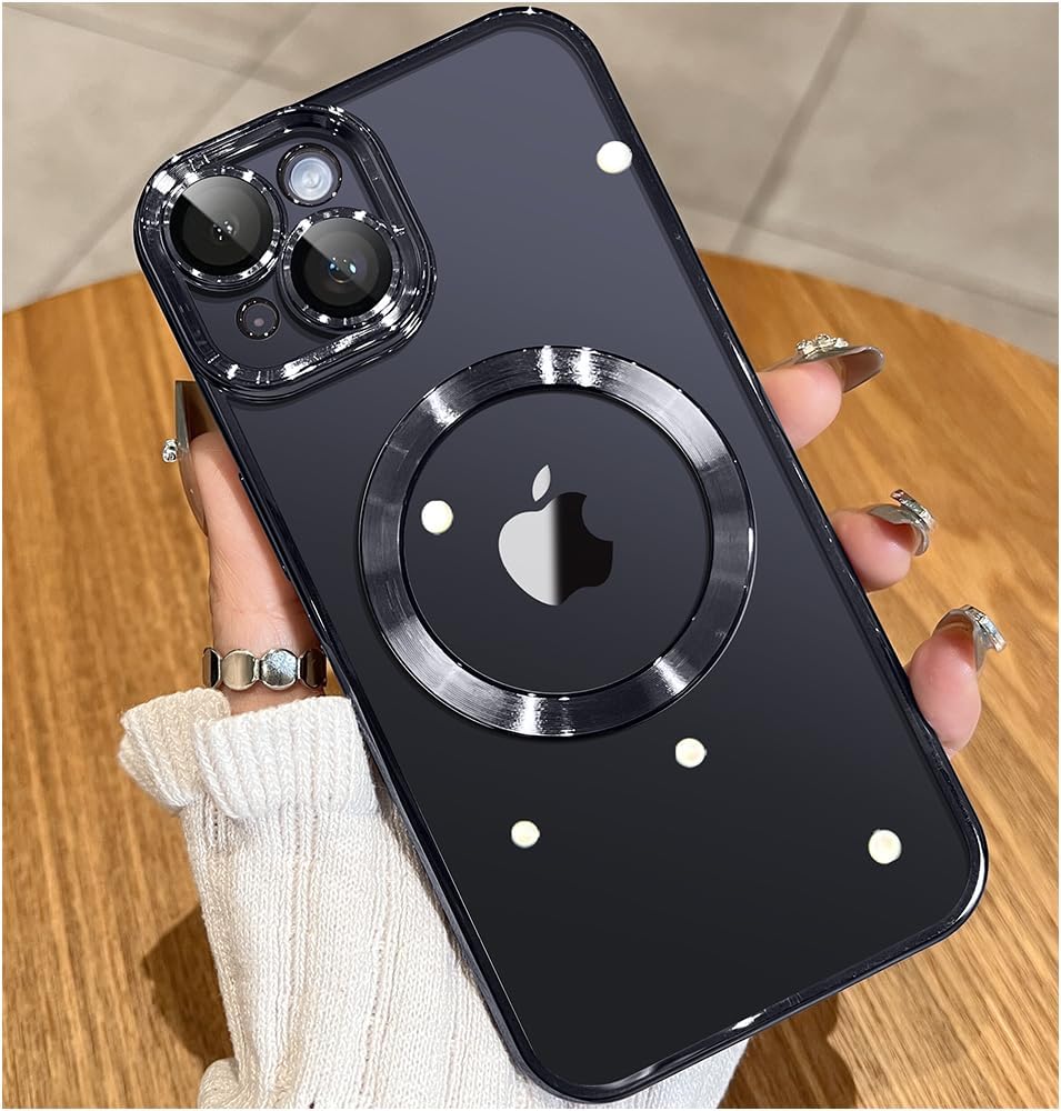 JUESHITUO Magsafe – Funda magnética transparente para iPhone 15 con protección completa de cámara Imanes N56 fuertes N56 protección contra caídas de