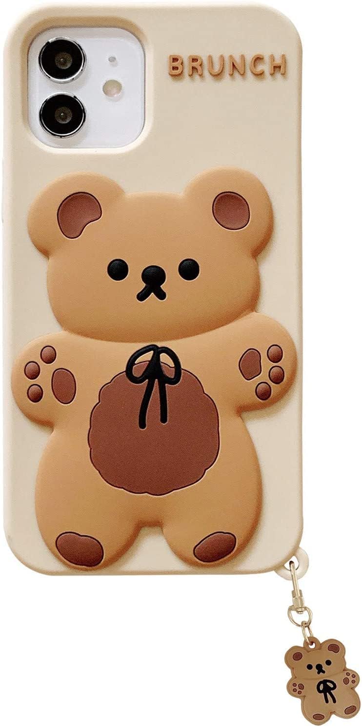 SGVAHY Funda de teléfono para iPhone 13, bonita funda para iPhone, funda de teléfono creativa con llavero de dibujos animados para iPhone, funda de