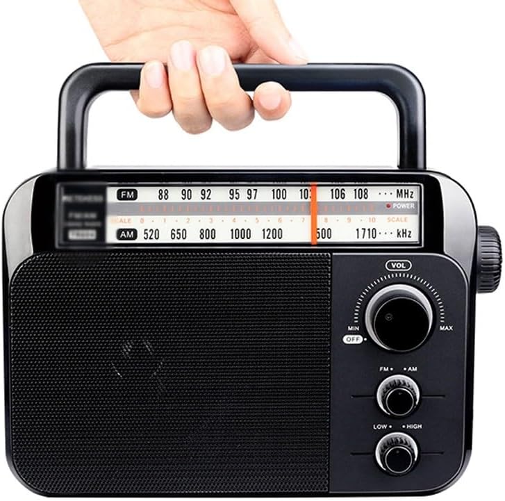 Radio AM FM portátil enchufe en transistor de radio alimentado por baterías 3 D o CA 220V para personas mayores y el hogar
