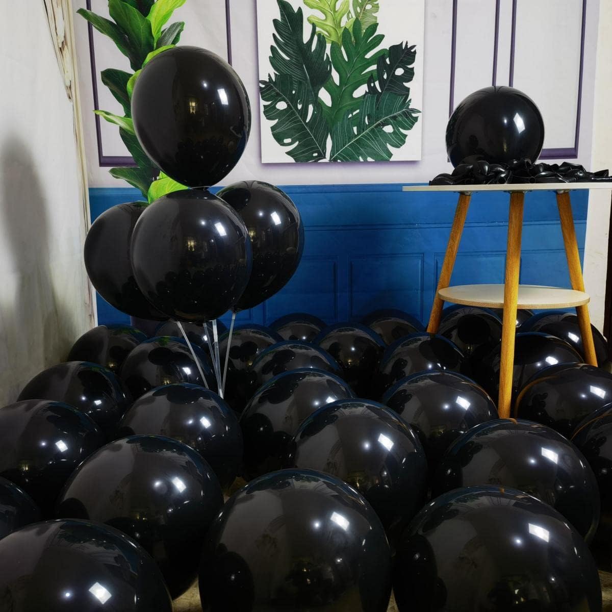 Paquete de 300 globos negros, globos de látex negros de 12 pulgadas, globos negros a granel para varias decoraciones de fiesta, guirnalda de globos
