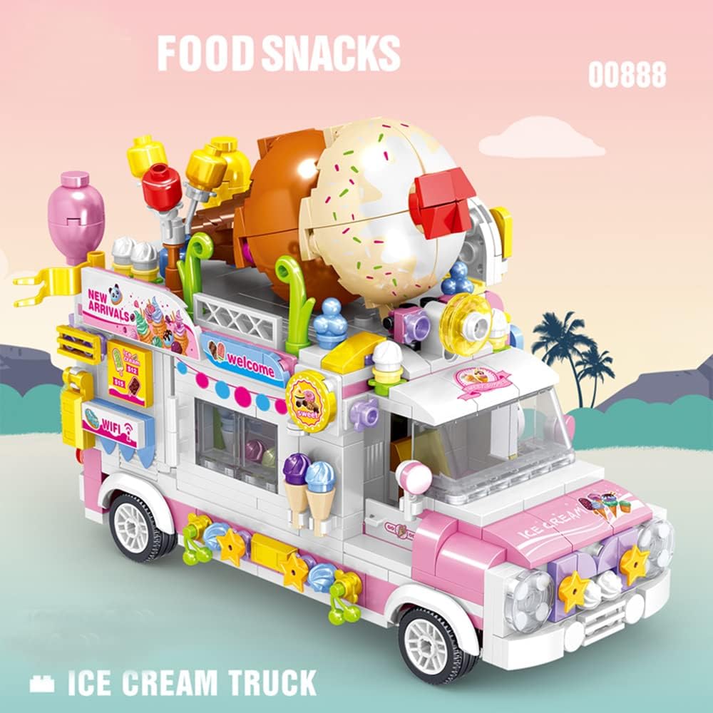 Juego de construcción de camiones de helado para niños de 8, 9, 10, 11 y 12 años, juegos de construcción de juguetes STEM para niñas, kits de