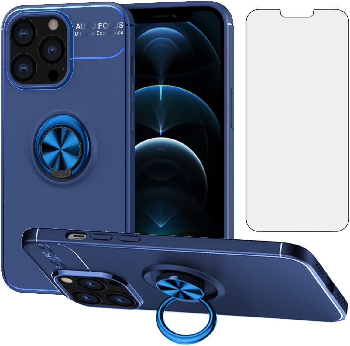Asuwish Funda protectora para iPhone 13 Pro de 6.1 pulgadas con protector de pantalla de vidrio templado y soporte de anillo para celda protectora