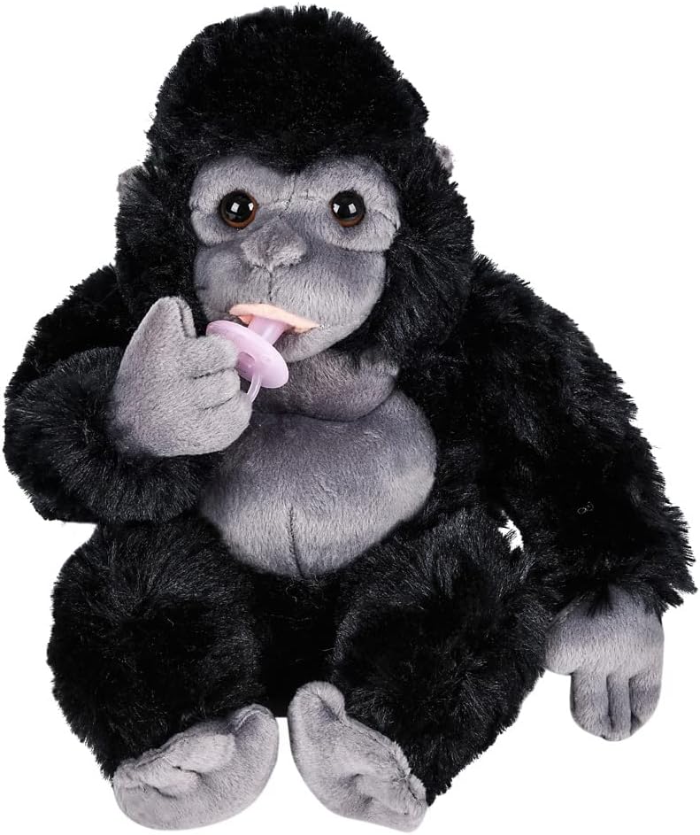 Forest & Twelfth Gorila de peluche para niños de 8 pulgadas con chupete, juguete de animal de zoológico de peluche, lindo y ligero para niños a