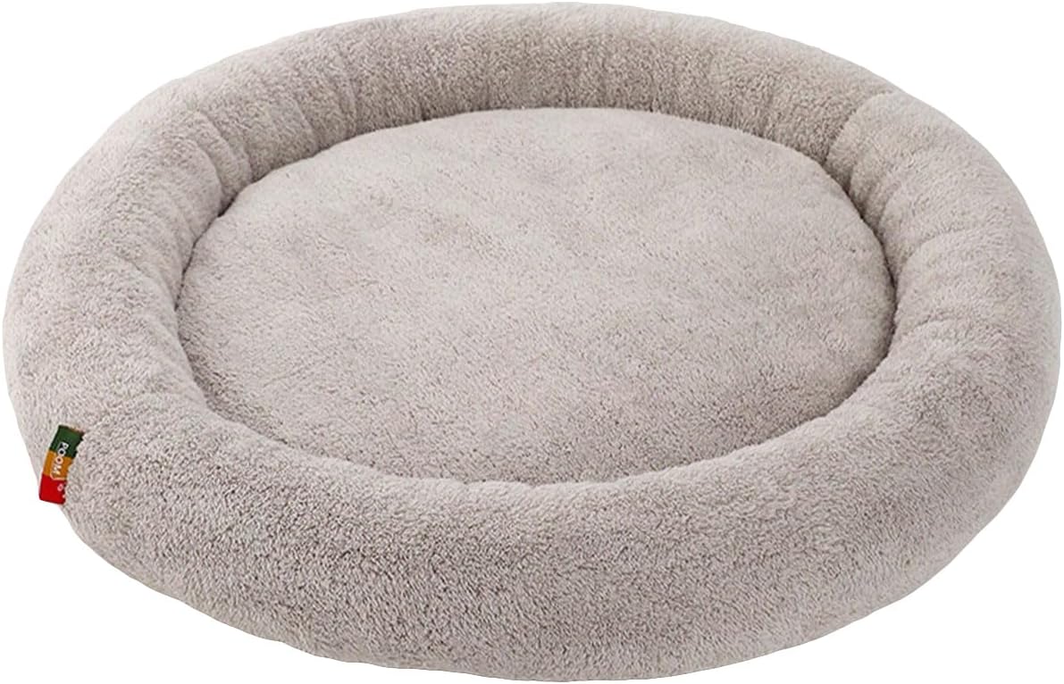 QWINEE Tapete de cama acolchado para gatos y perros, cama redonda de felpa para cachorros, cama redonda antideslizante para mascotas para perros