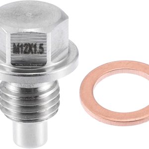 A ABSOPRO Reemplazo de tapón de drenaje de aceite magnético para BMW E90 E92 E93 E46 E39 120i, acero inoxidable M12x1.5 con arandela de cobre A ABSOPRO Reemplazo de tapón de drenaje de aceite magnético para BMW E90 E92 E93 E46 E39 120i, acero inoxidable M12x1.5 con arandela de cobre