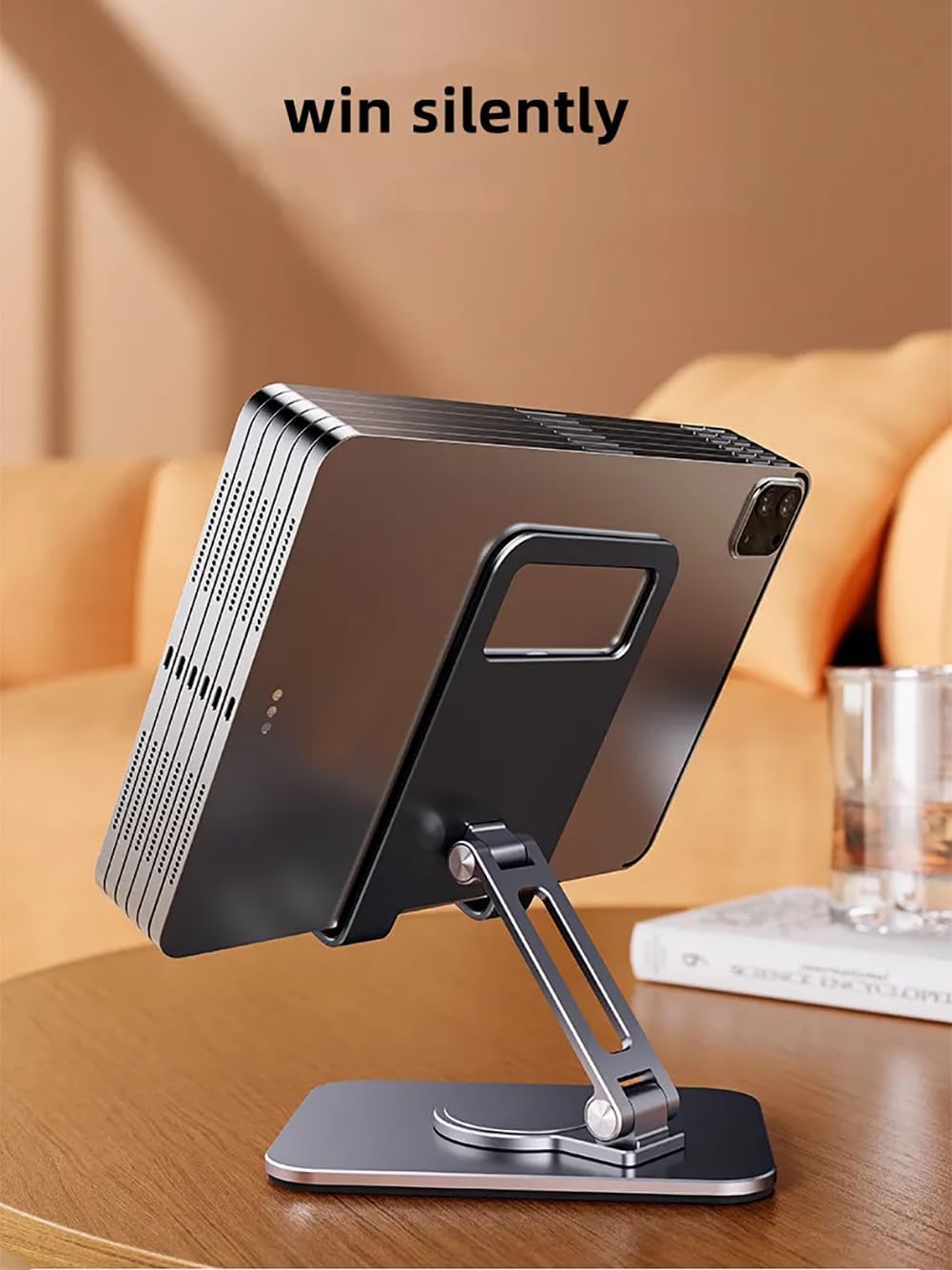 WYYHAA Paquete de 2 soportes plegables dobles para teléfono celular con silicona, soporte de aluminio ajustable de 360 para teléfono de escritorio,