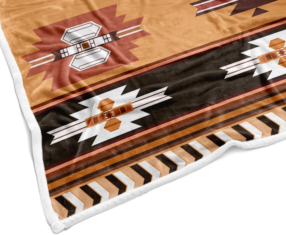 JAWO Aztec Throw Blanket Native American Blanket Southwestern Boho Decor Reversible Woven Tassels Mexican Blankets and Throws for Couch Bed Chair