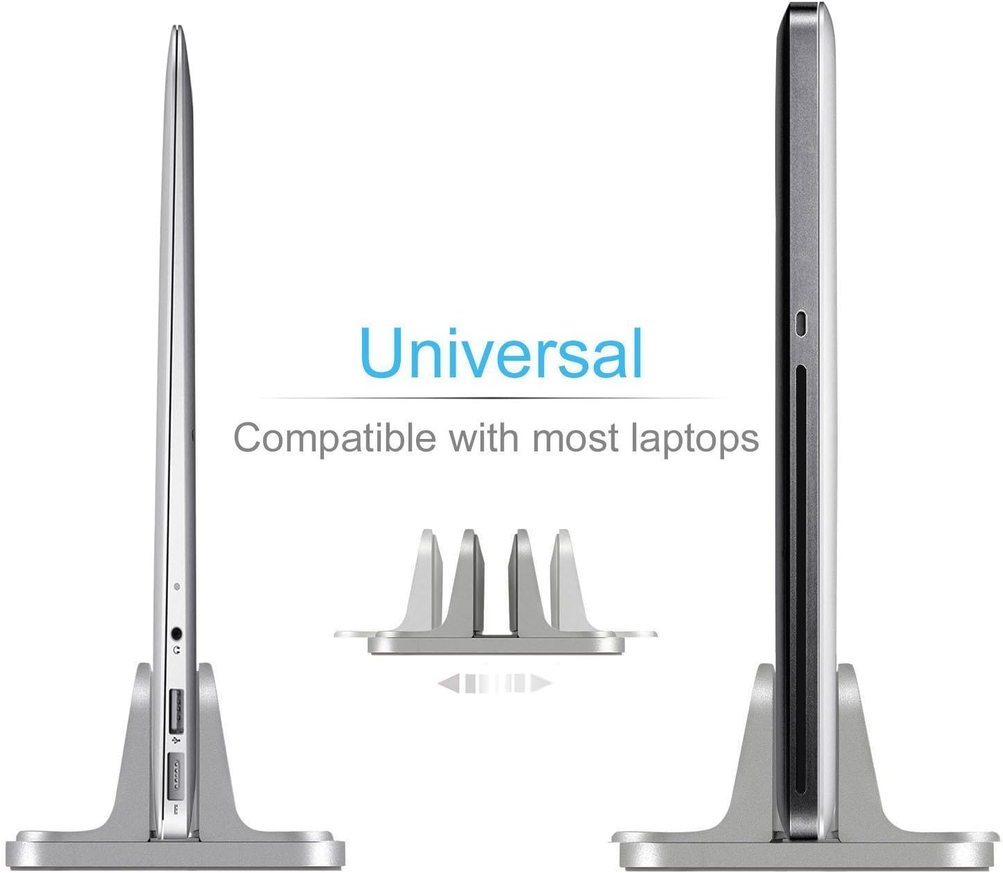 Soporte vertical para laptop para escritorio ajustable Base de aluminio resistente para todas las computadoras portátiles (hasta 20.3 pulgadas) que