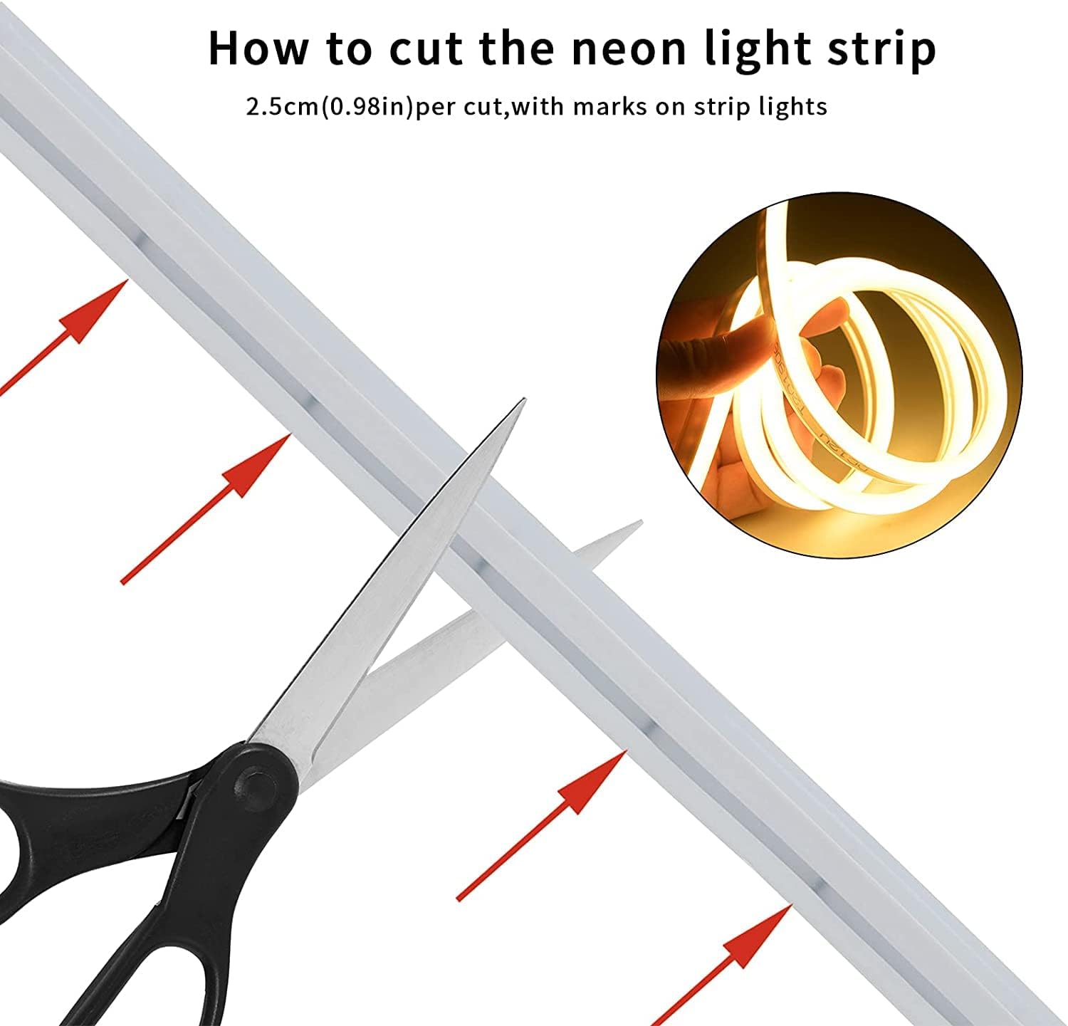 GUPUP Luces de neón (blanco cálido), tira de luces LED de 16.4 pies, 24 V, 600 LED, flexible, impermeable, luces LED para dormitorio, sala de