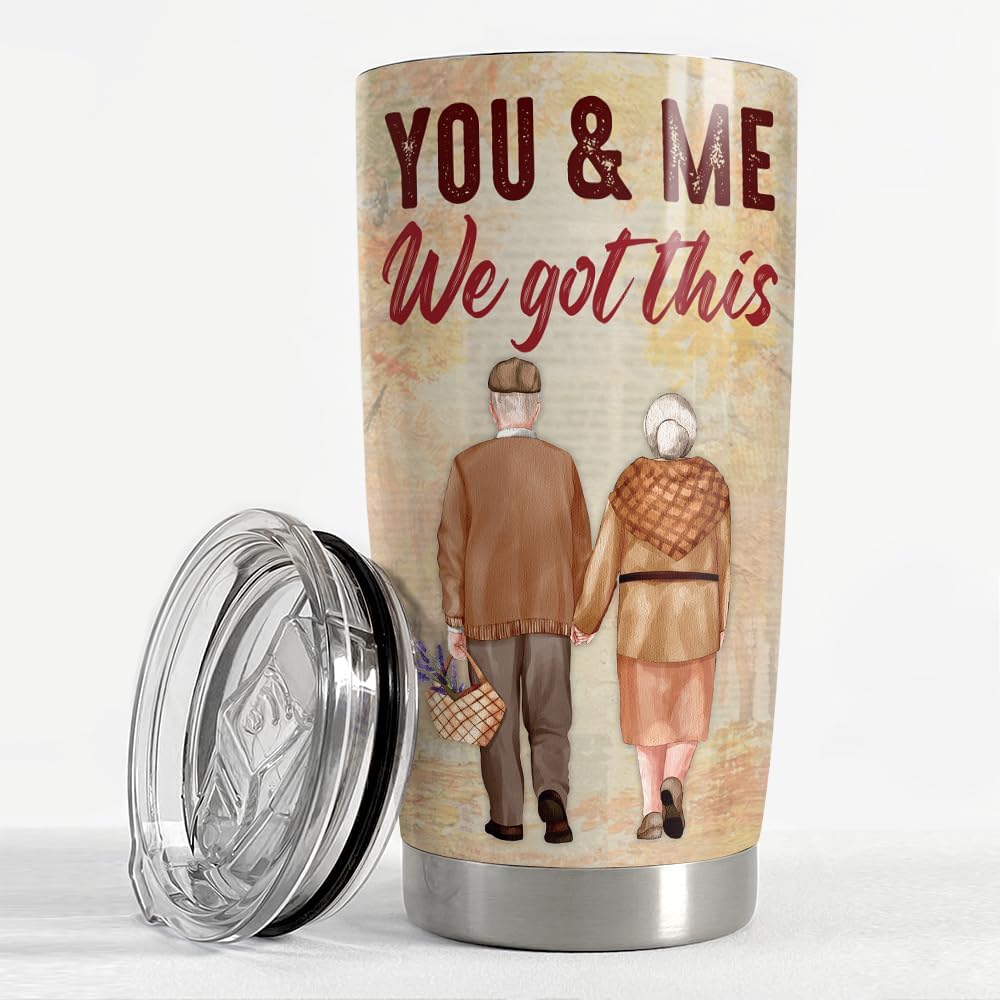 SANDJEST Vaso de acero inoxidable de 20 onzas con aislamiento de doble pared para el día de San Valentín, regalo para marido, boda, cumpleaños,