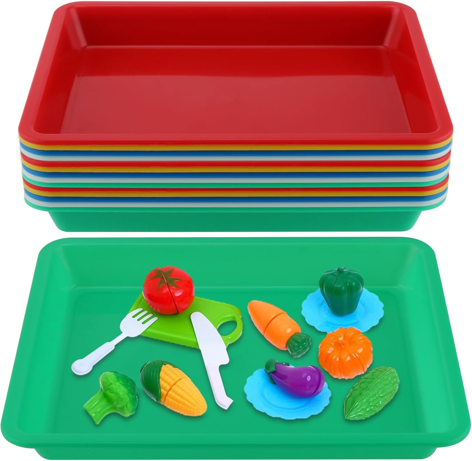 15 bandejas de plástico para arte, bandejas de actividades para el aula, bandejas coloridas para el aula, bandeja de actividades de plástico para