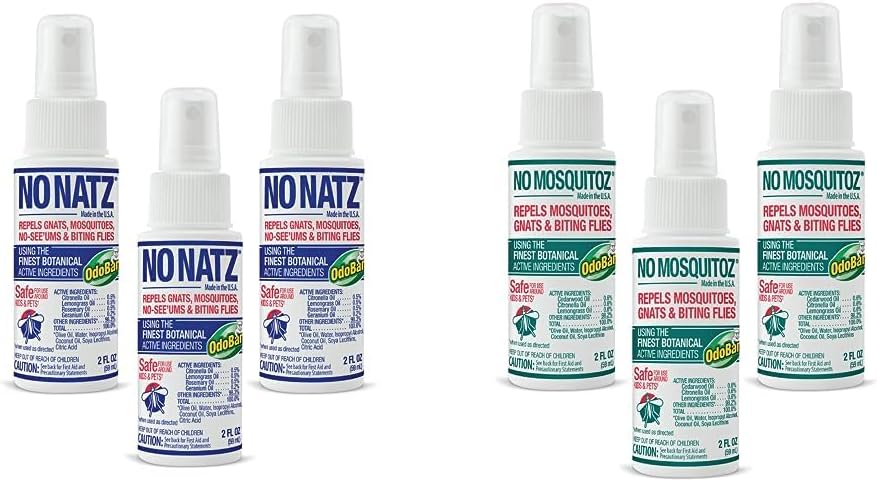 No Natz Repelentes botánicos de insectos y sin mosquitos, hechos a mano y sin DEET, fórmula no grasosa, botellas de spray de 2 onzas, paquete de 3