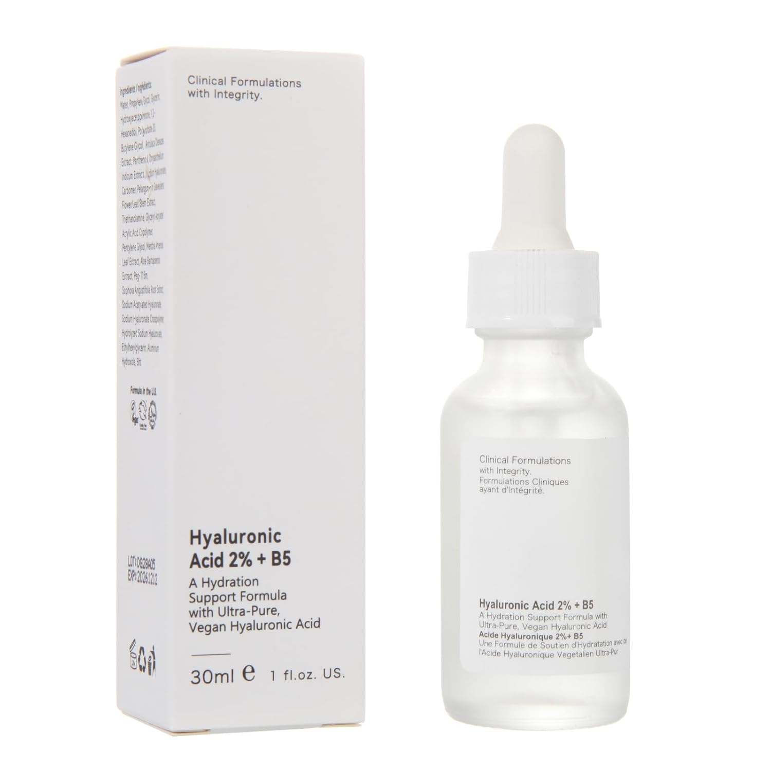 Suero facial de ácido hialurónico 2% + B5, suero de ácido hialurónico de 1.0 fl oz para cara, 1 onza de suero de ácido hialurónico, ácido