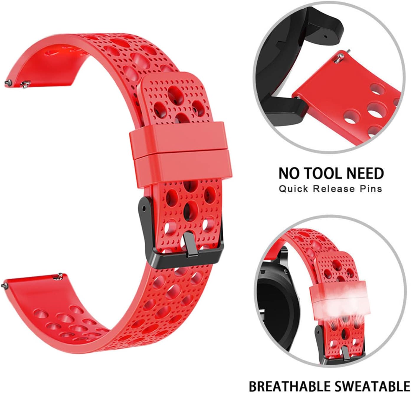 Correa de reloj de 0.866 in, correa de repuesto deportiva de silicona suave con hebilla magnética para mujeres y hombres, compatible con reloj