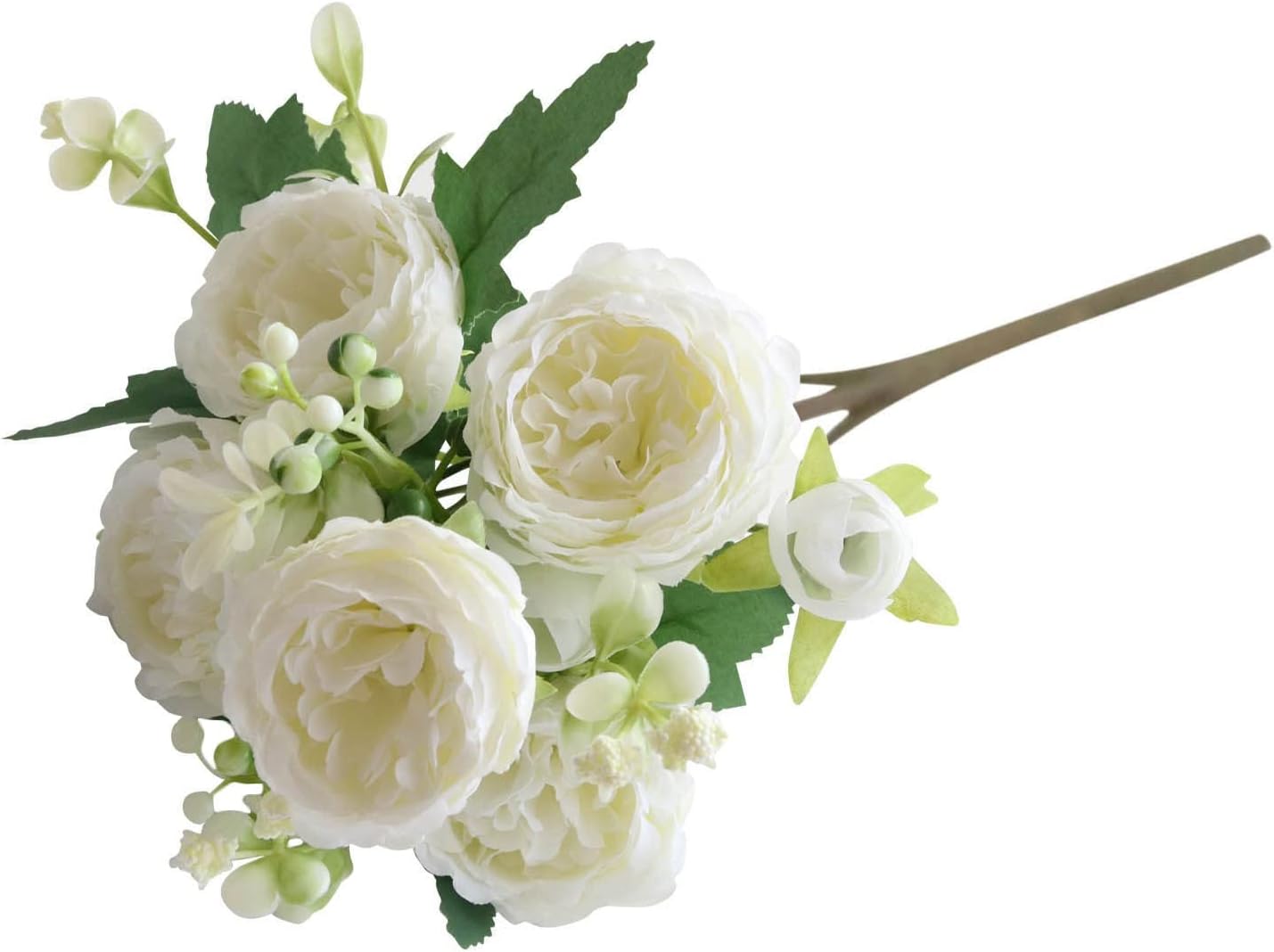 FRAKYEN 5 paquetes de flores artificiales, ramo de flores artificiales, peonía, rosa, para el hogar, rosas, 5 cabezales, paquetes artificiales para