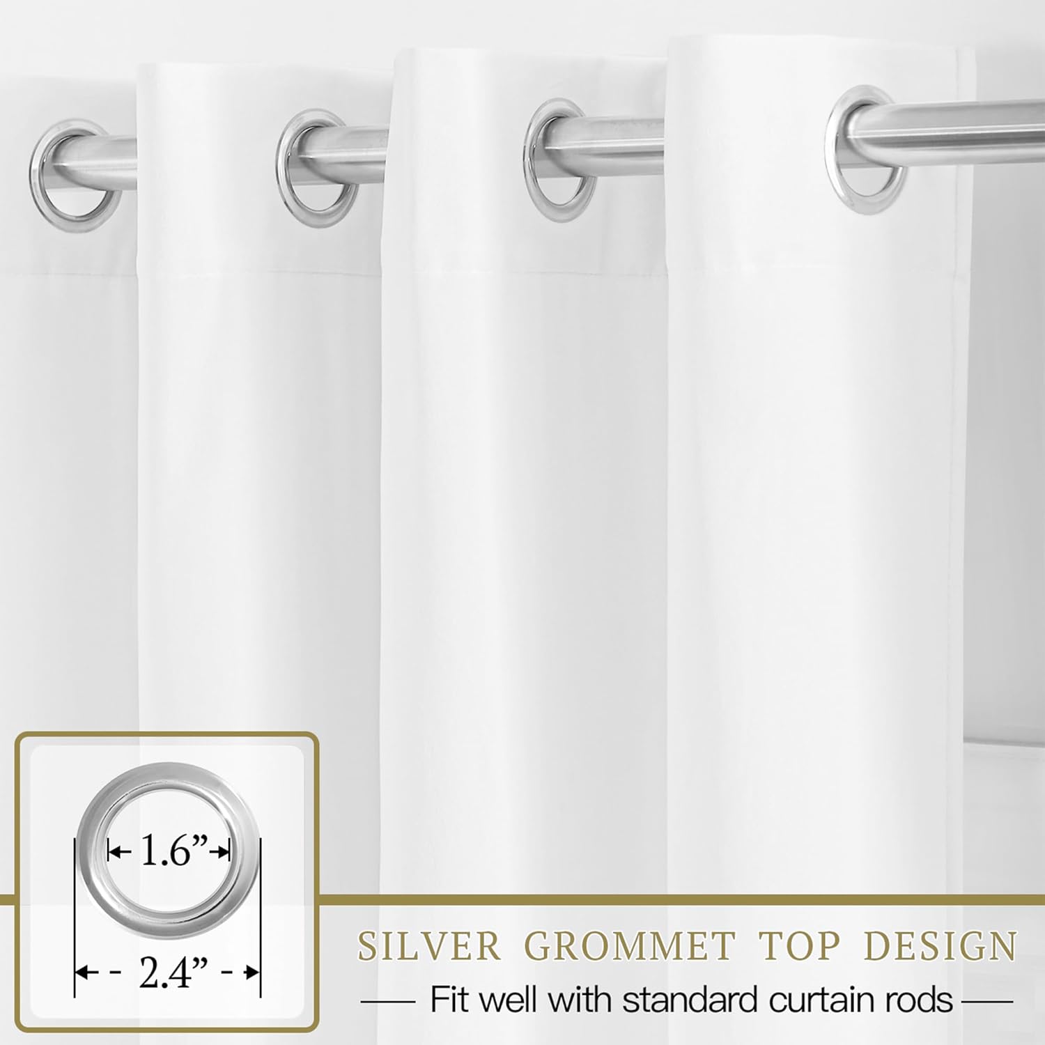 StangH Cortinas de terciopelo blanco blanqueado de 90 pulgadas de largo, atenuación de luz, protección de privacidad, tratamiento de ventana, con